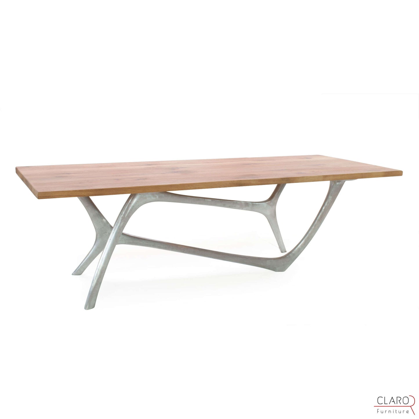 Custom Oak or Walnut Dining Table with Cast Aluminium Legs