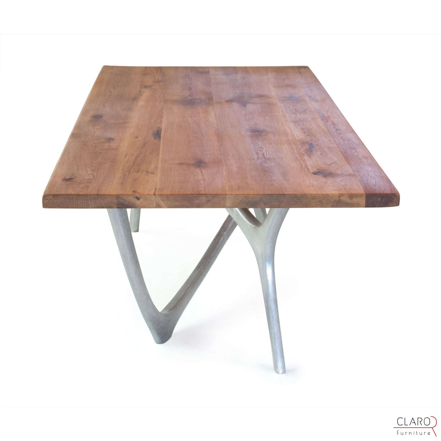 Custom Oak or Walnut Dining Table with Cast Aluminium Legs