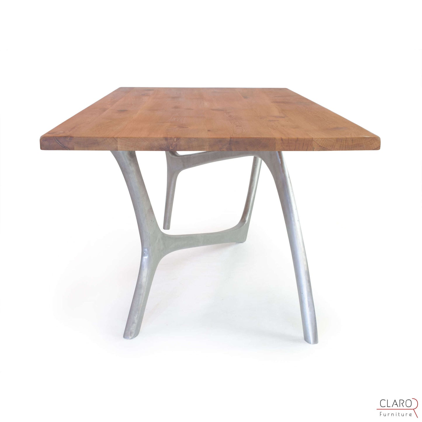 Custom Oak or Walnut Dining Table with Cast Aluminium Legs