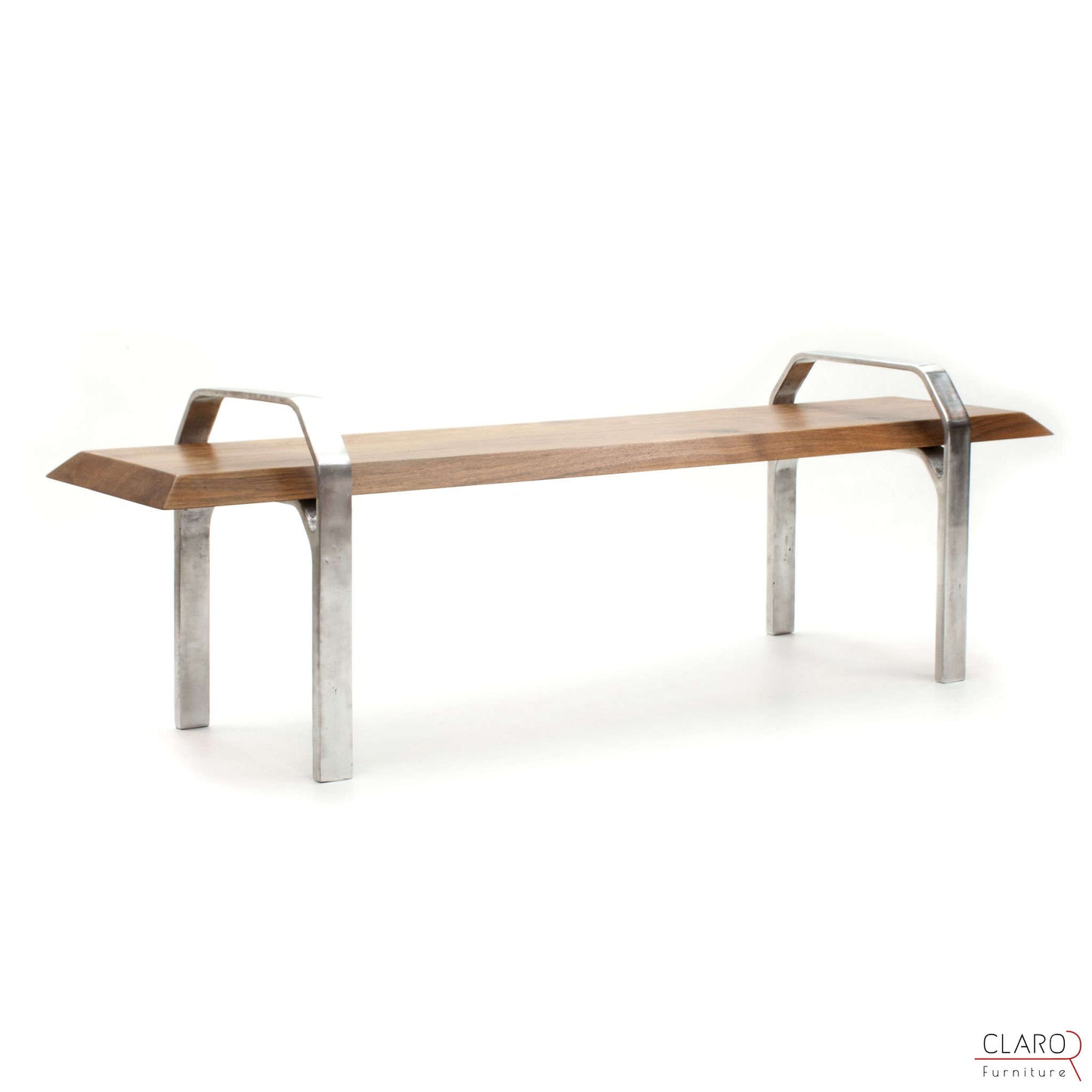 Walnut Bench with Sand Cast Aluminium Legs