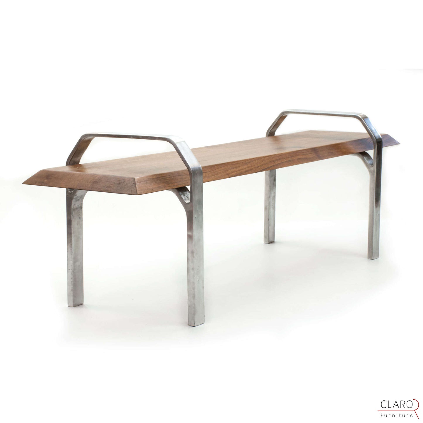 Walnut Bench with Sand Cast Aluminium Legs