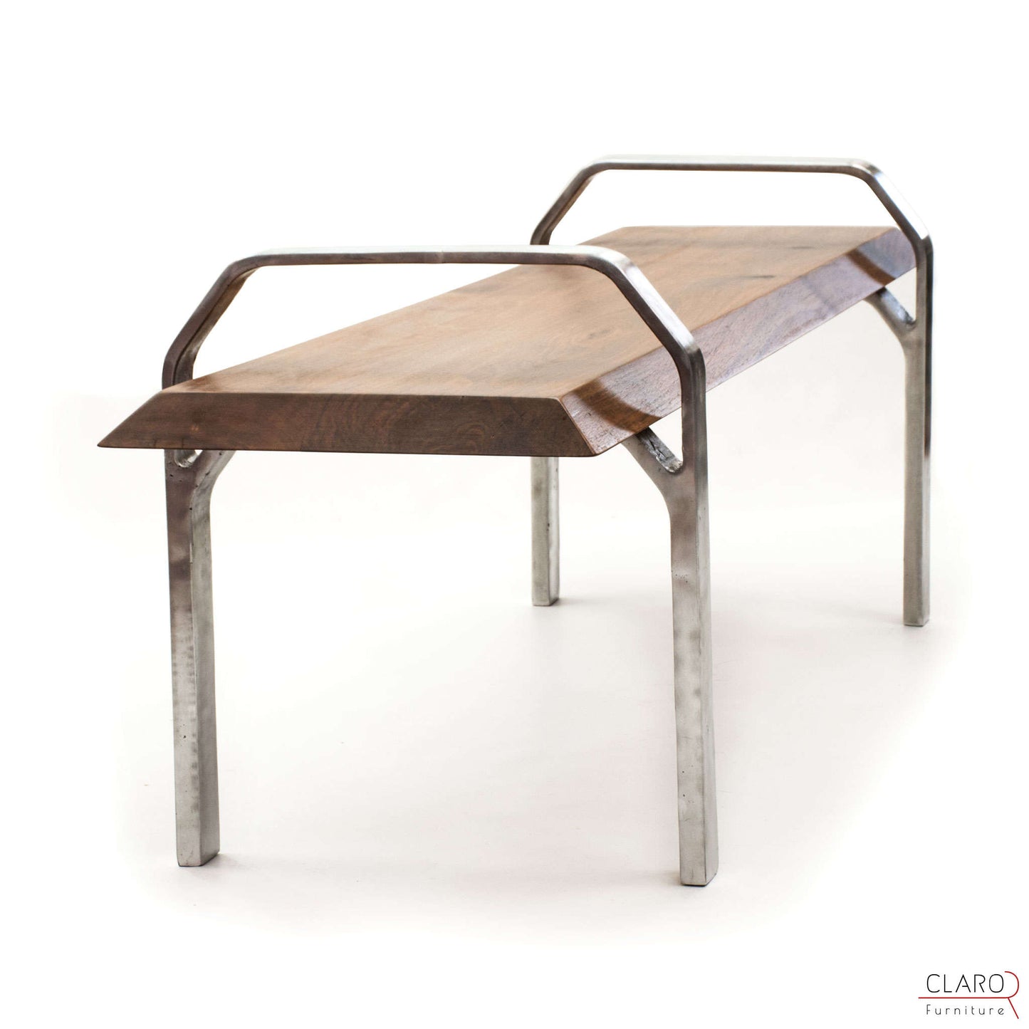 Walnut Bench with Sand Cast Aluminium Legs