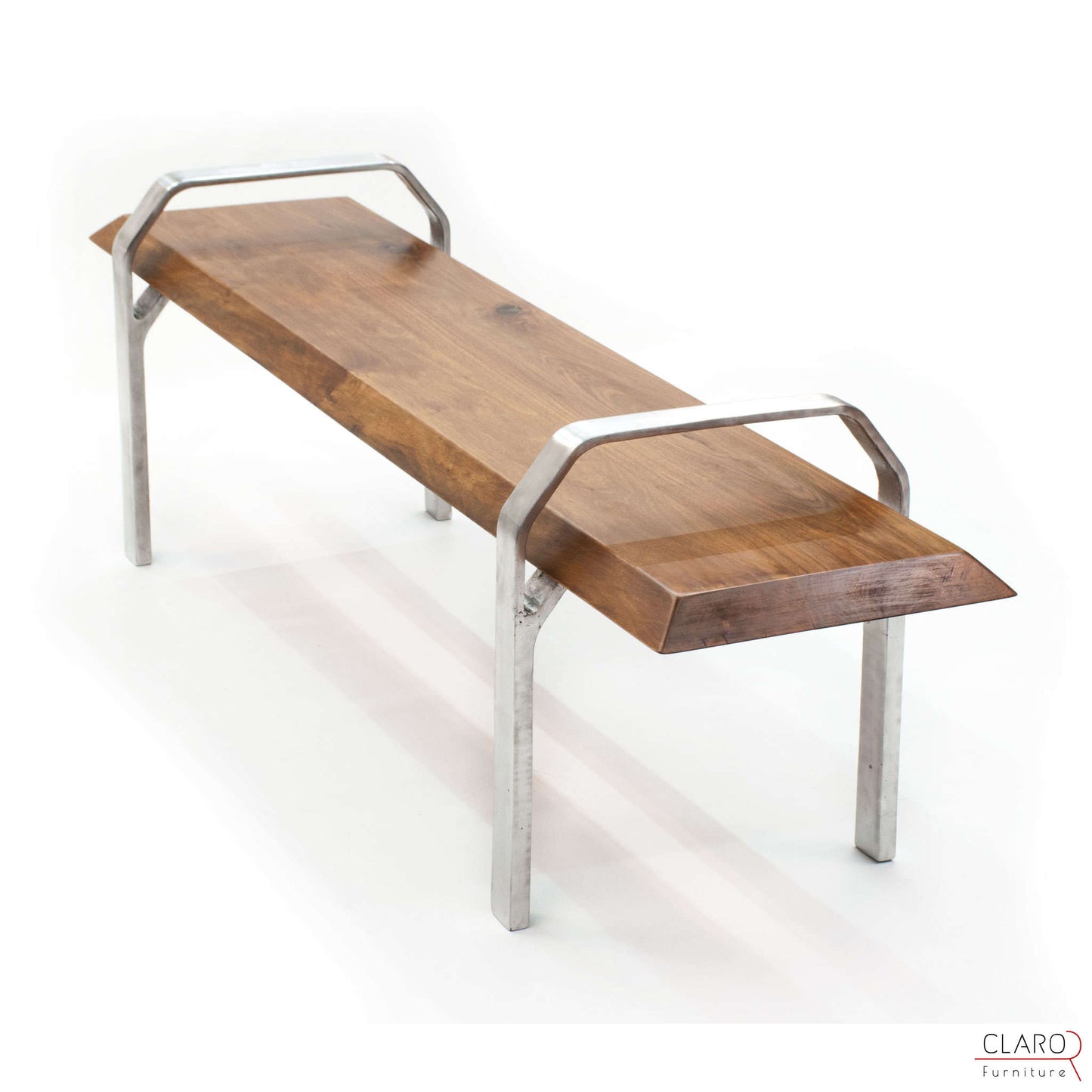 Walnut Bench with Sand Cast Aluminium Legs