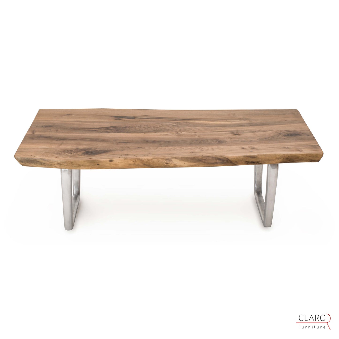 Walnut Slab Coffee Table with Cast Aluminium Legs