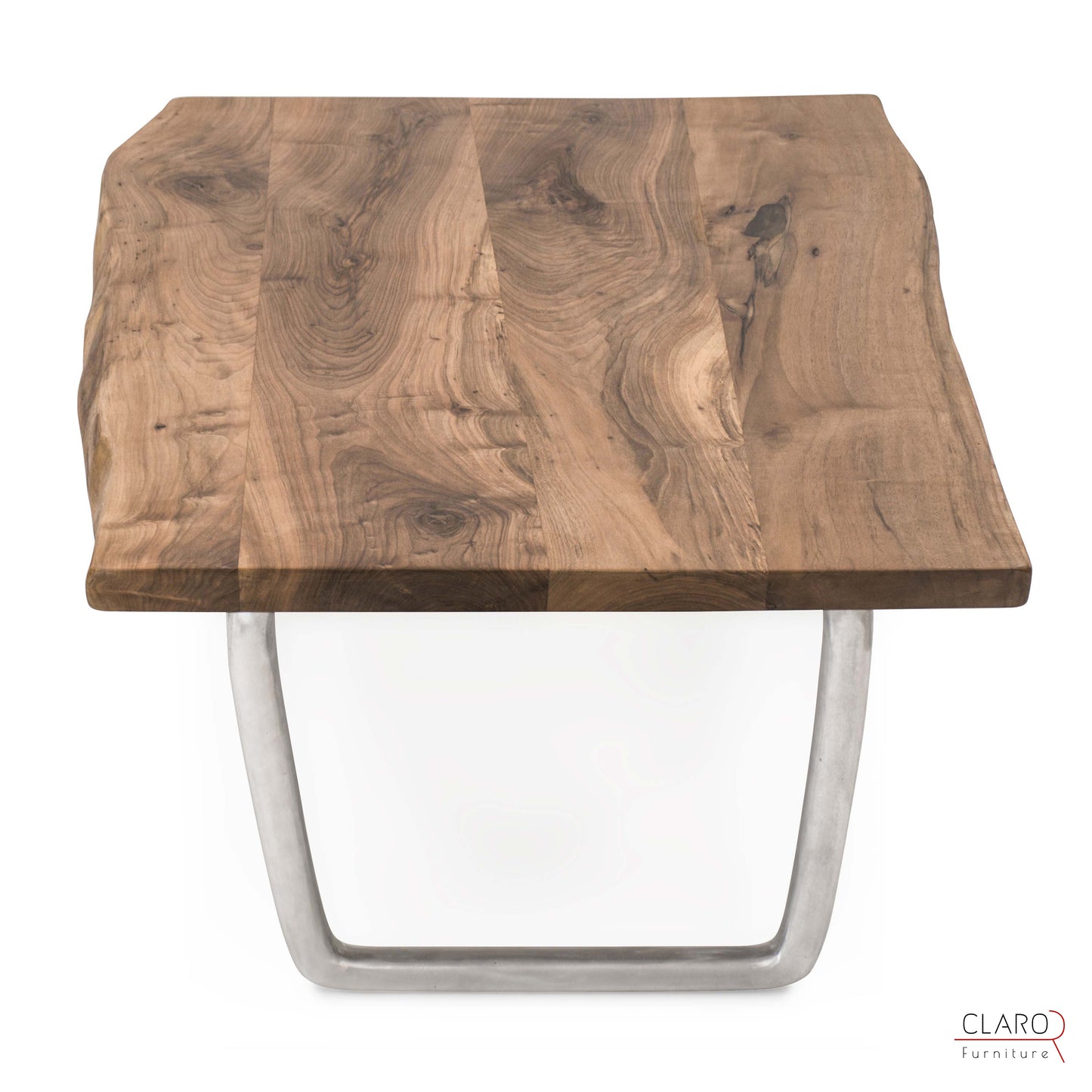 Walnut Slab Coffee Table with Cast Aluminium Legs