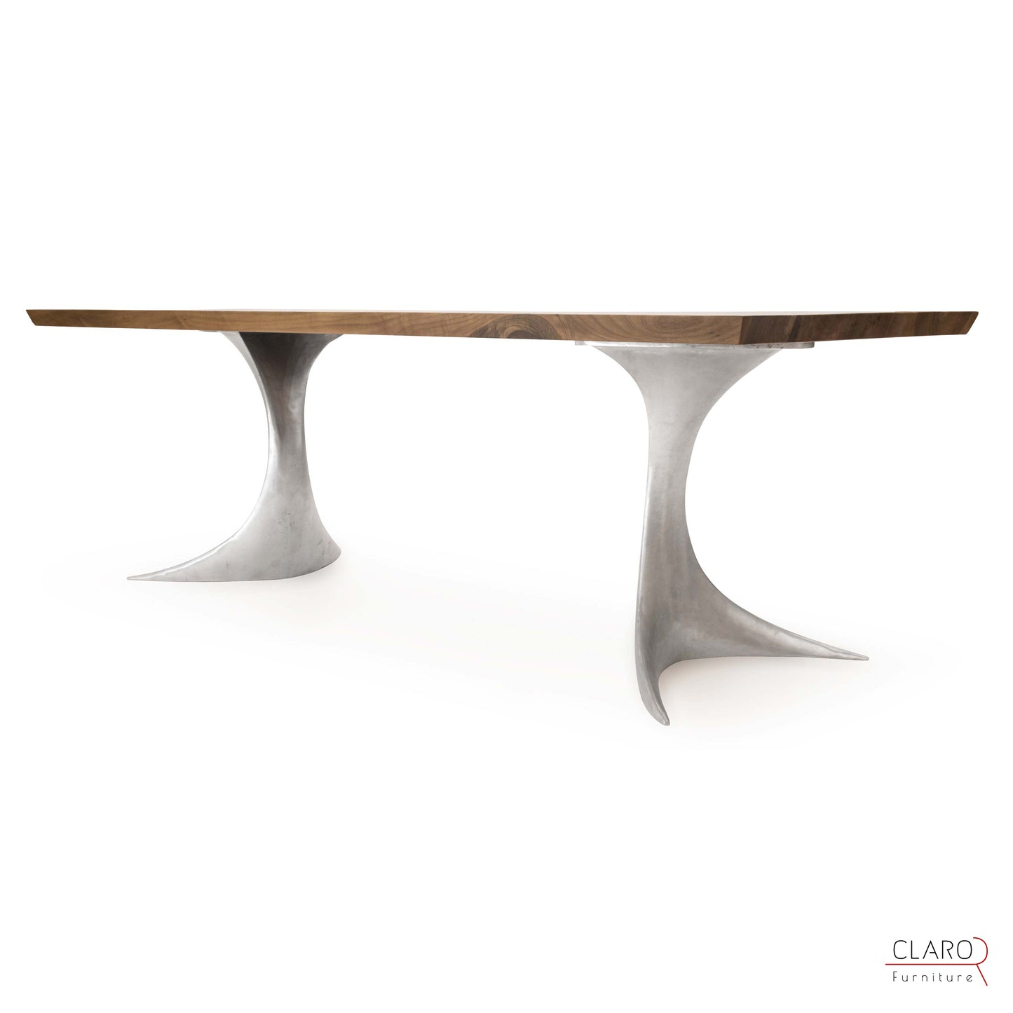 Walnut Table with Sand Cast Aluminium Legs