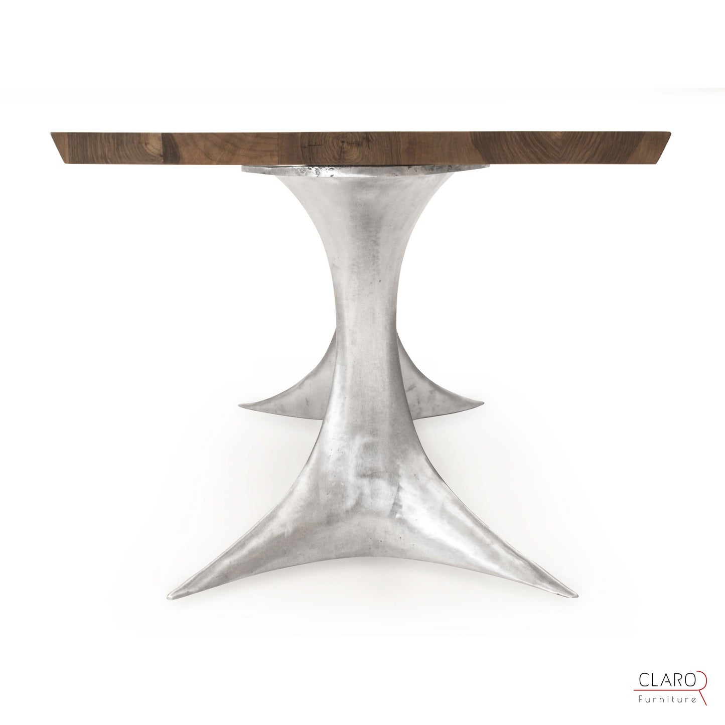 Walnut Table with Sand Cast Aluminium Legs