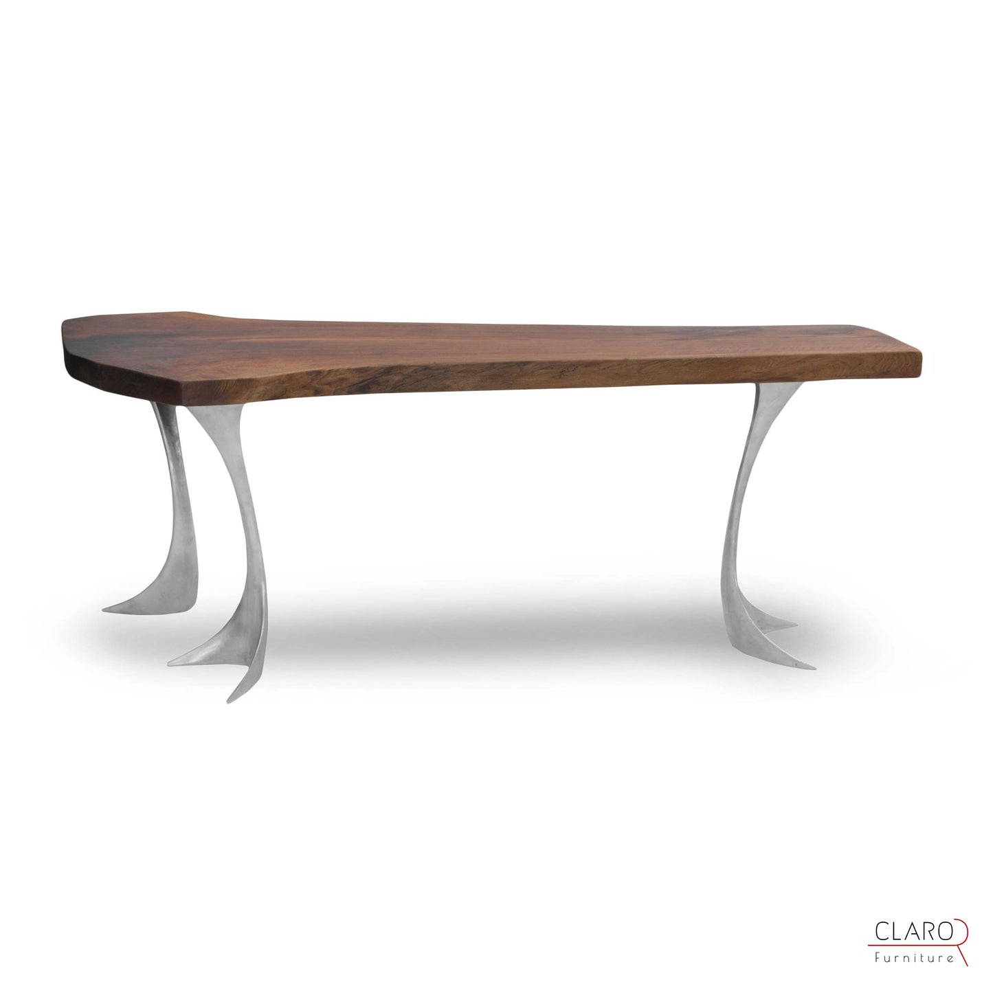 Walnut Table with Sand Cast Aluminium Legs