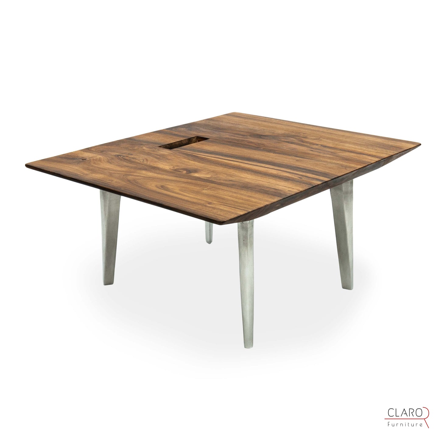 Unique Walnut Chair with Sand Cast Aluminum Legs