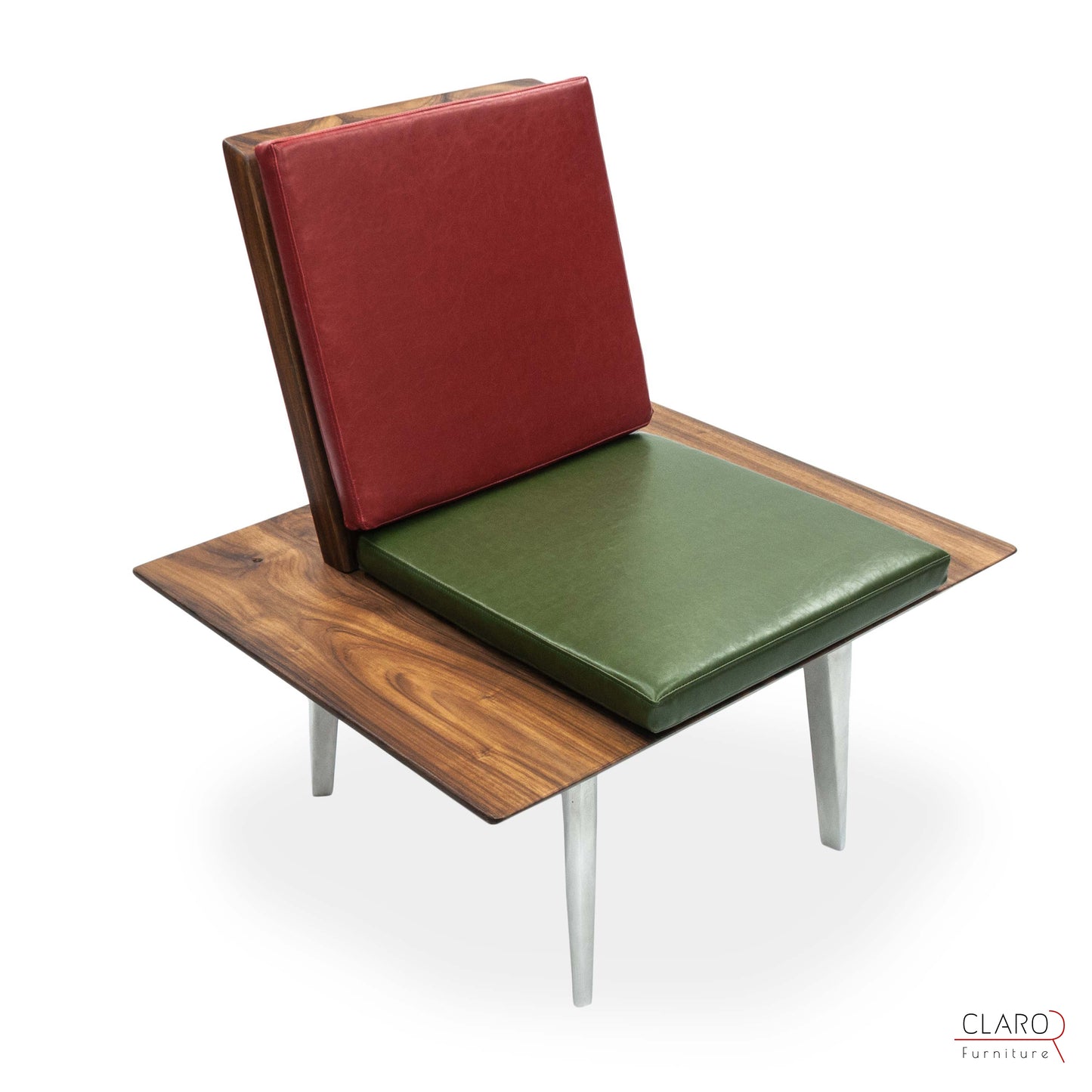 Unique Walnut Chair with Sand Cast Aluminum Legs