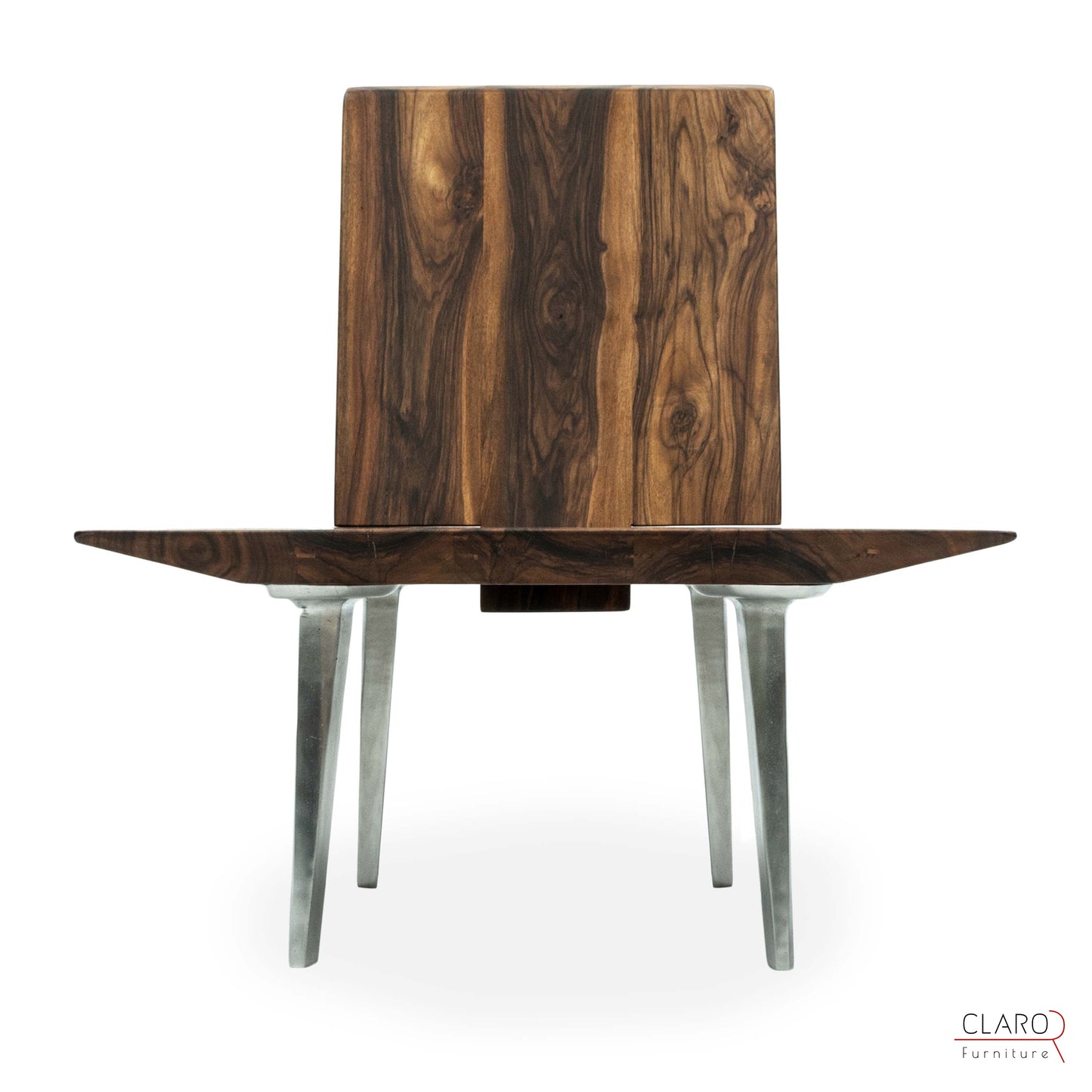 Unique Walnut Chair with Sand Cast Aluminum Legs
