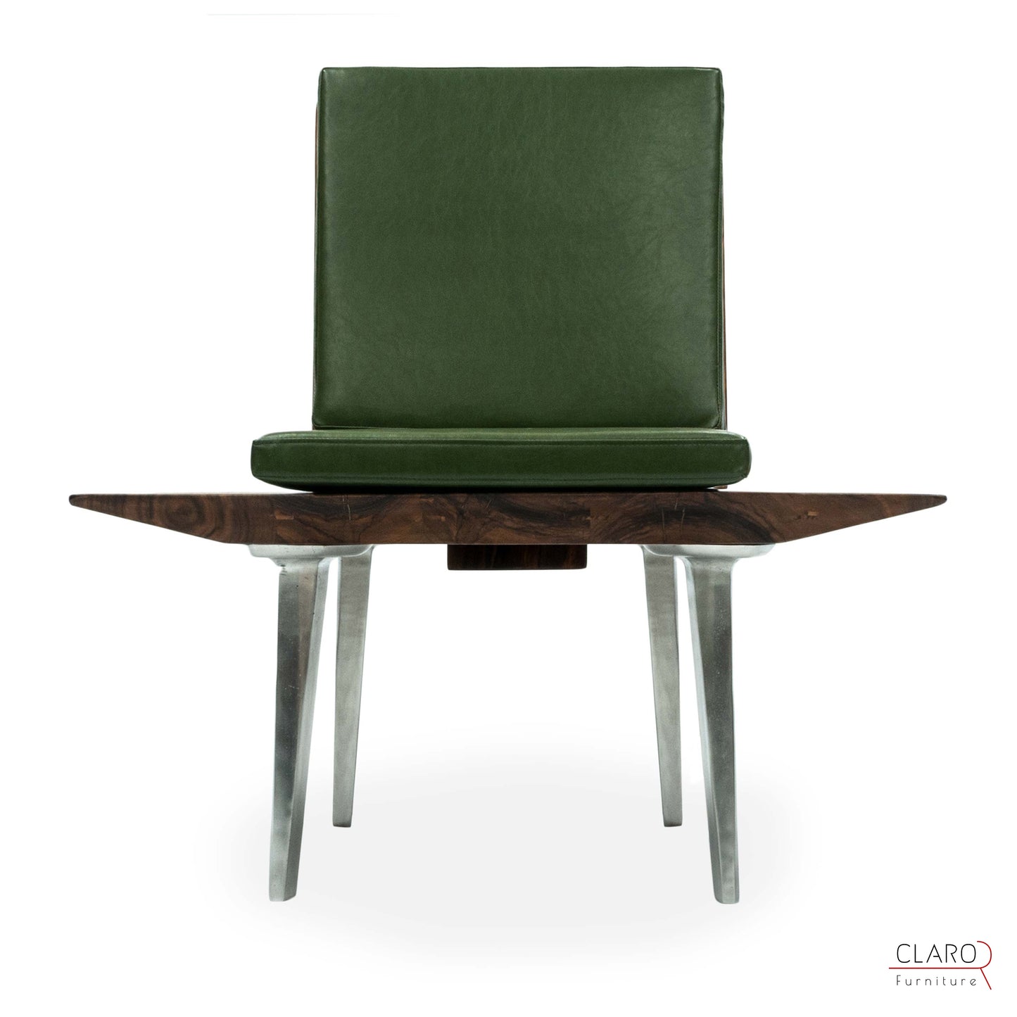 Unique Walnut Chair with Sand Cast Aluminum Legs