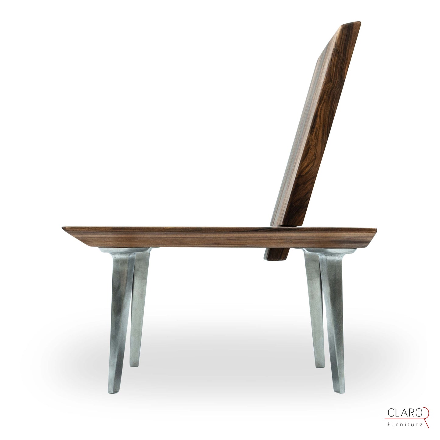 Unique Walnut Chair with Sand Cast Aluminum Legs