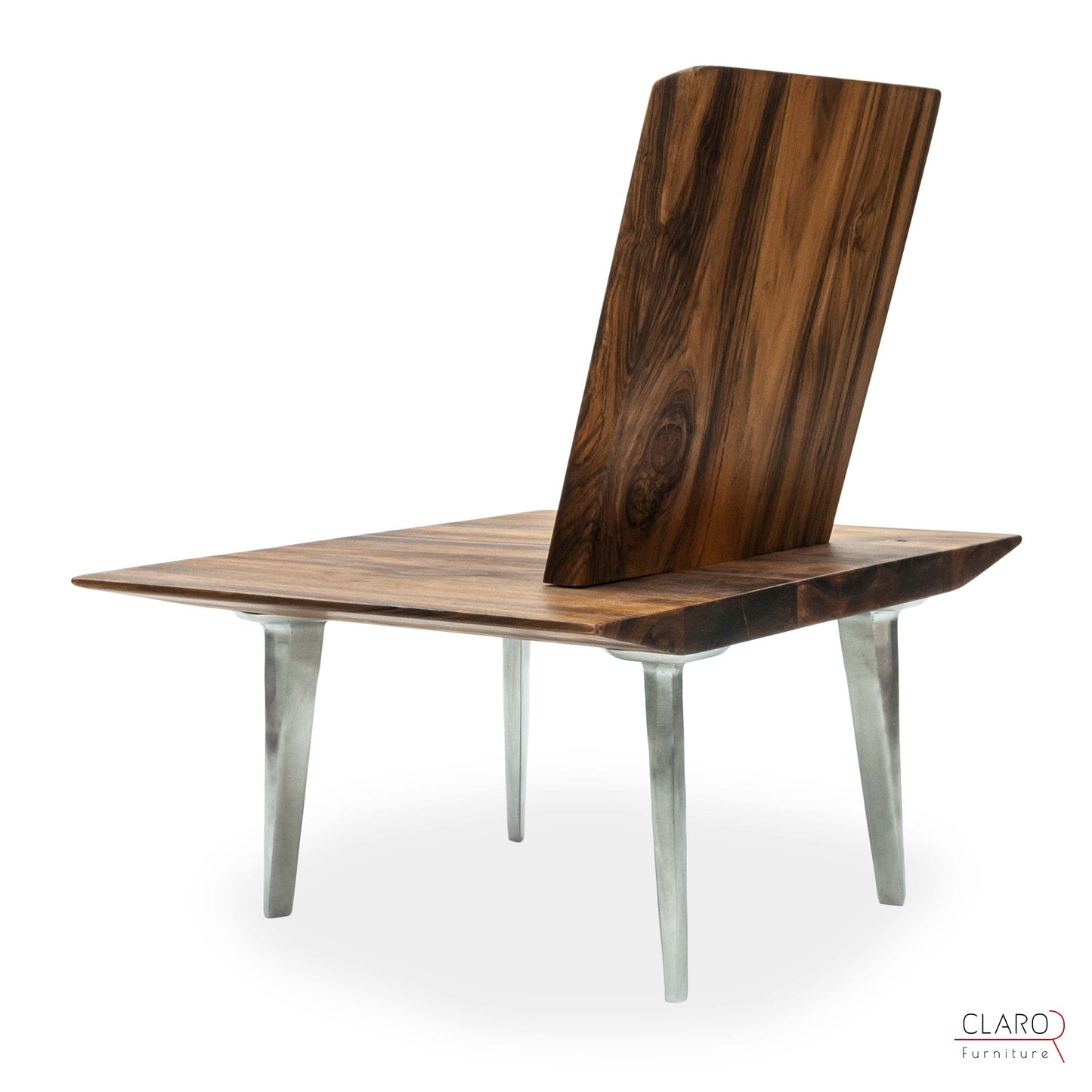 Unique Walnut Chair with Sand Cast Aluminum Legs