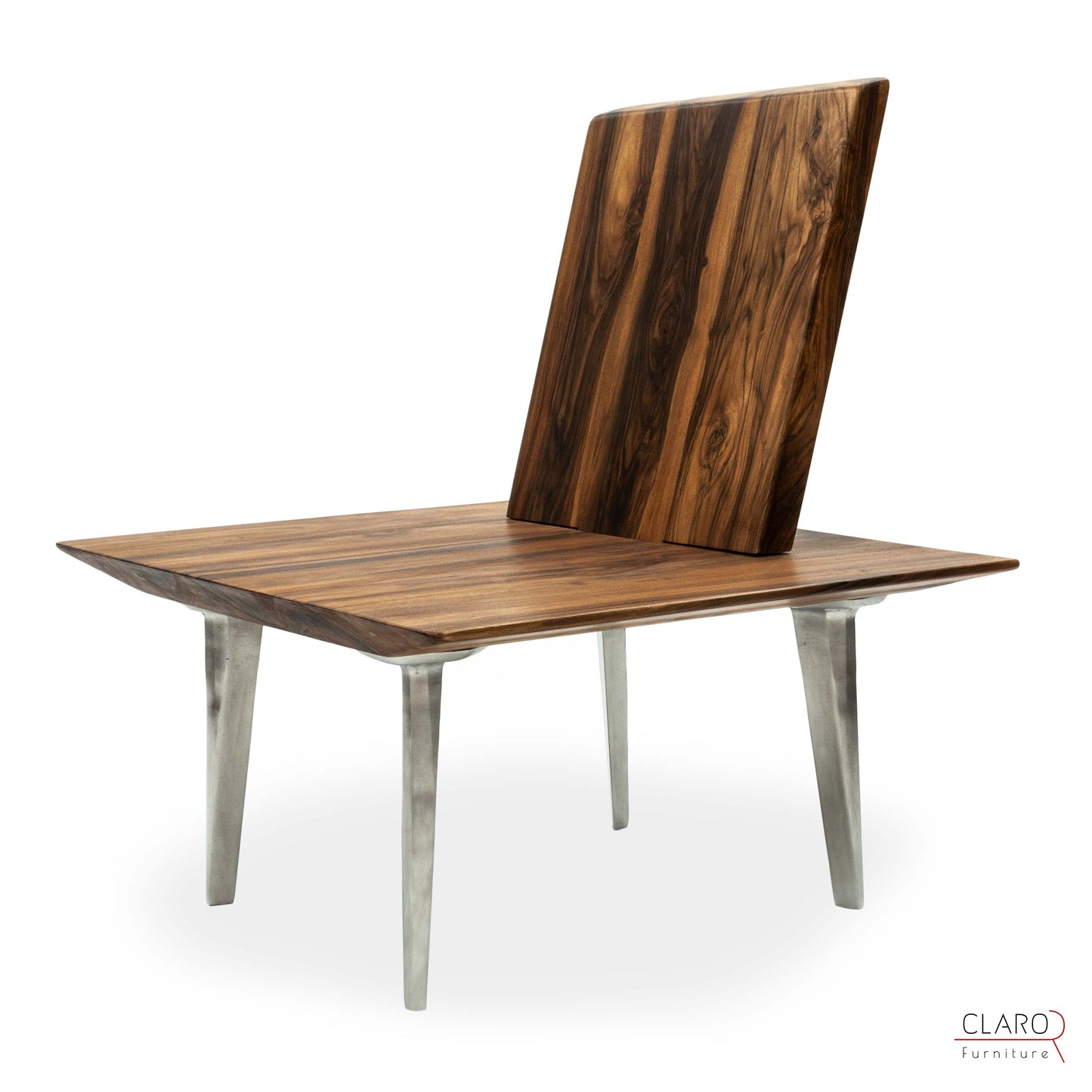 Unique Walnut Chair with Sand Cast Aluminum Legs