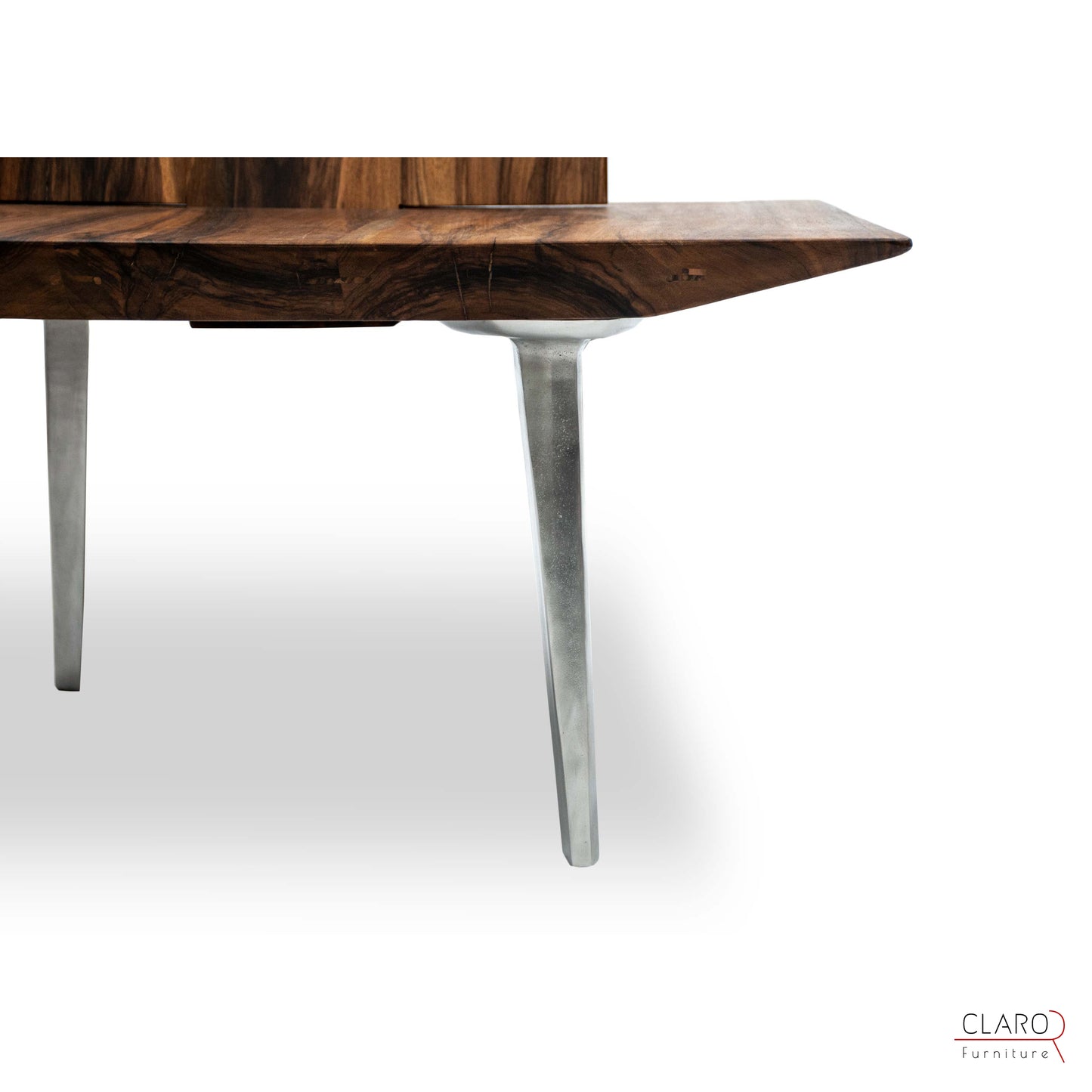 Unique Walnut Chair with Sand Cast Aluminum Legs