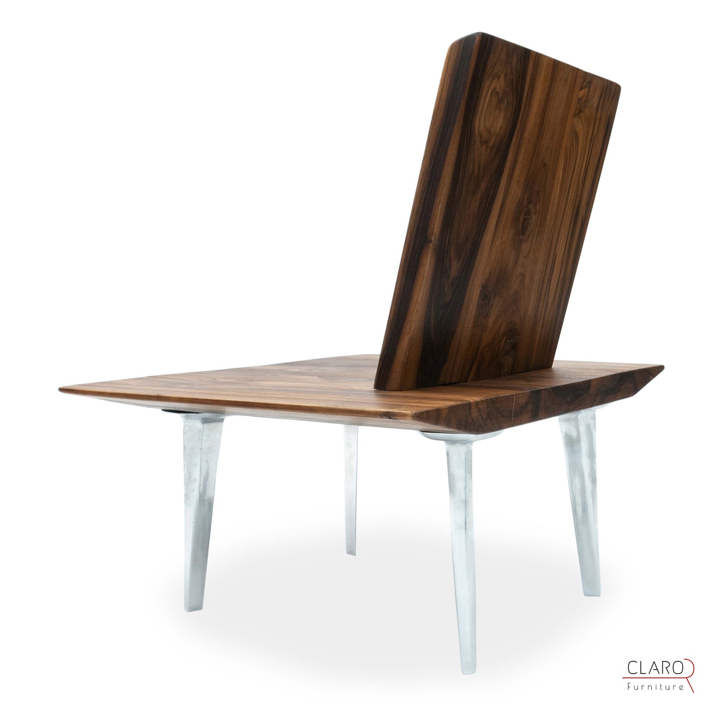 Unique Walnut Seat with Sand Cast Aluminum Legs