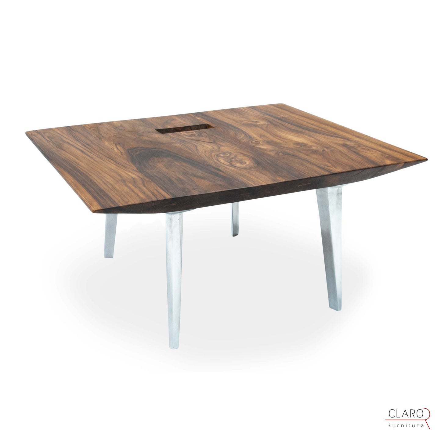 Unique Walnut Seat with Sand Cast Aluminum Legs