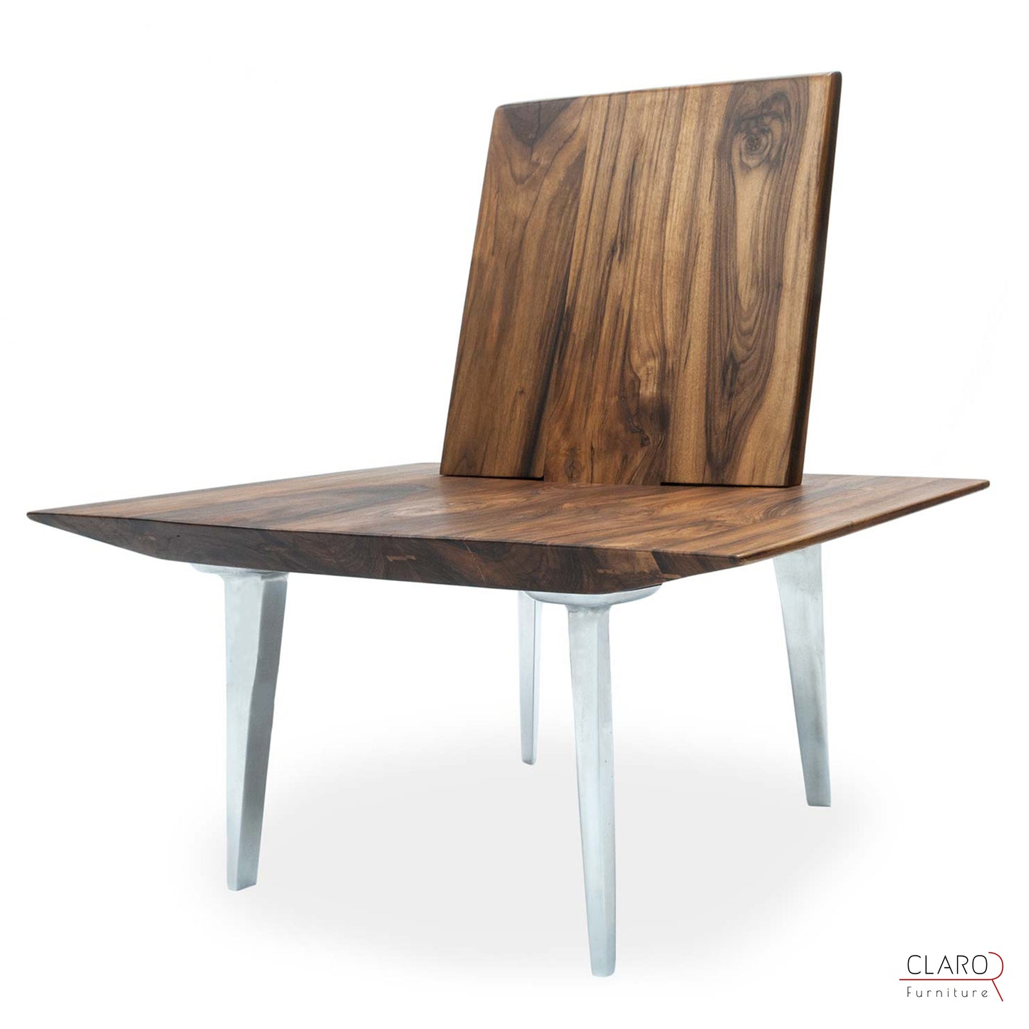 Unique Walnut Seat with Sand Cast Aluminum Legs