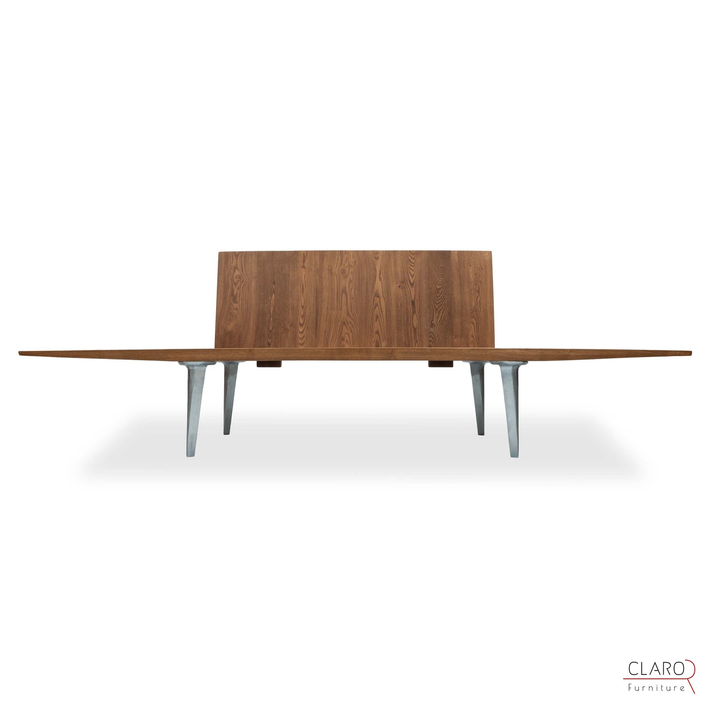 Solid Chestnut Wood Sofa with Sand Cast Aluminum Legs