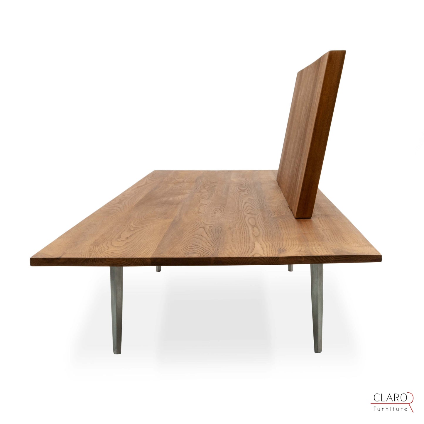 Solid Chestnut Wood Sofa with Sand Cast Aluminum Legs