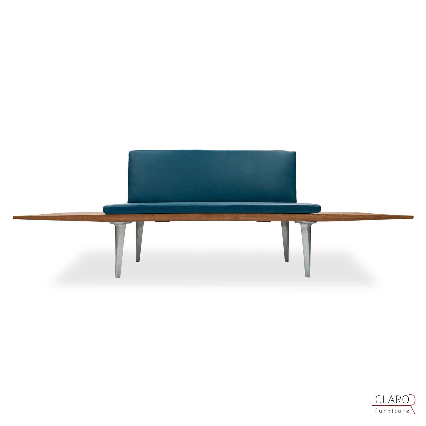 Solid Chestnut Wood Sofa with Sand Cast Aluminum Legs