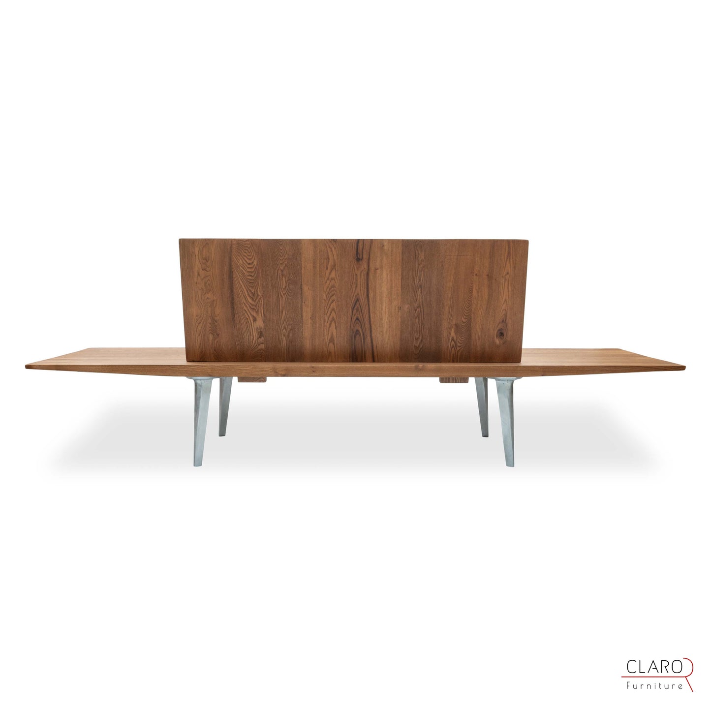 Solid Chestnut Wood Sofa with Sand Cast Aluminum Legs