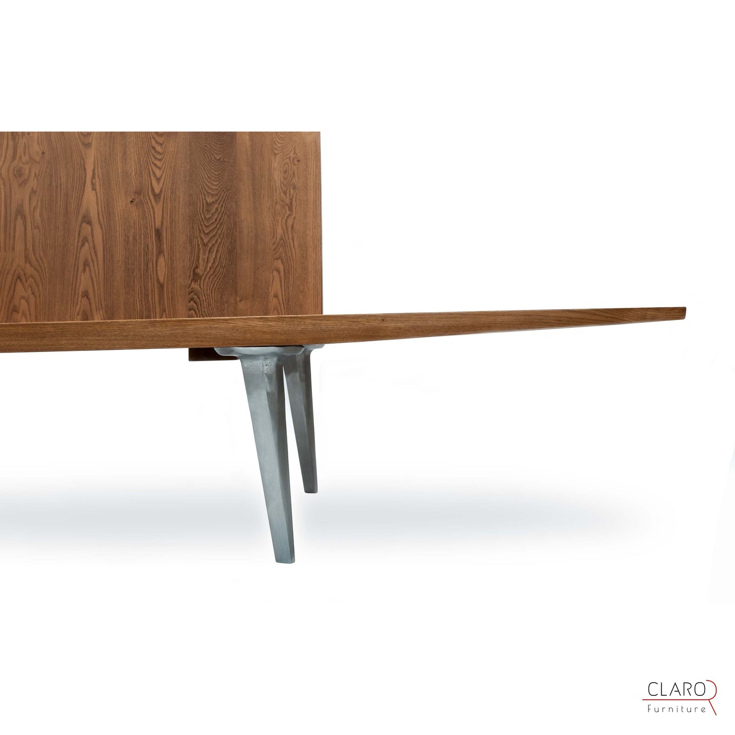 Solid Chestnut Wood Sofa with Sand Cast Aluminum Legs