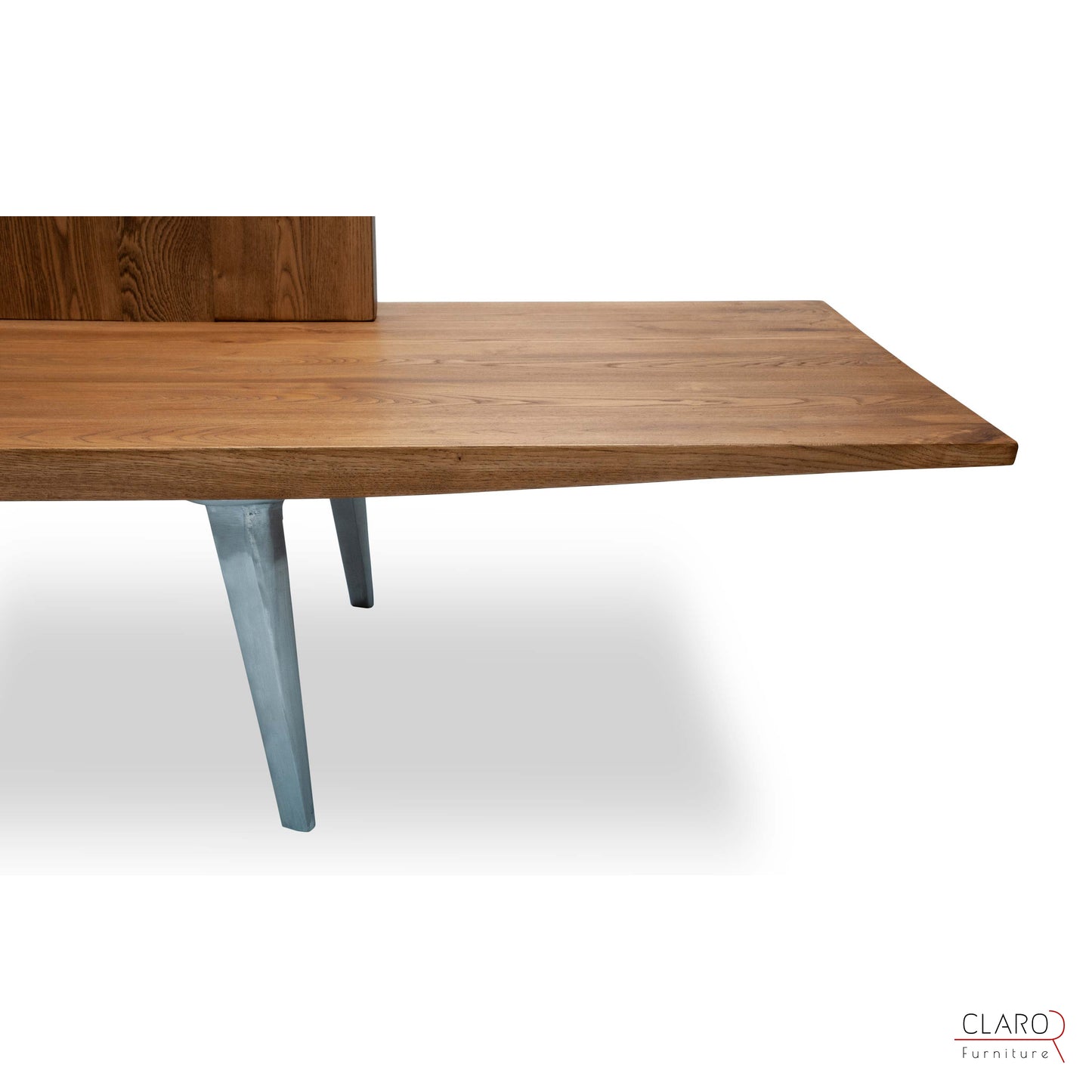 Solid Chestnut Wood Sofa with Sand Cast Aluminum Legs