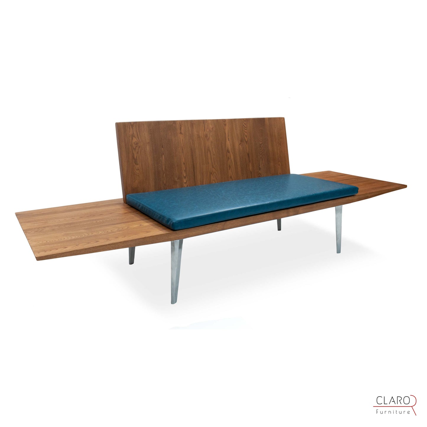 Solid Chestnut Wood Sofa with Sand Cast Aluminum Legs