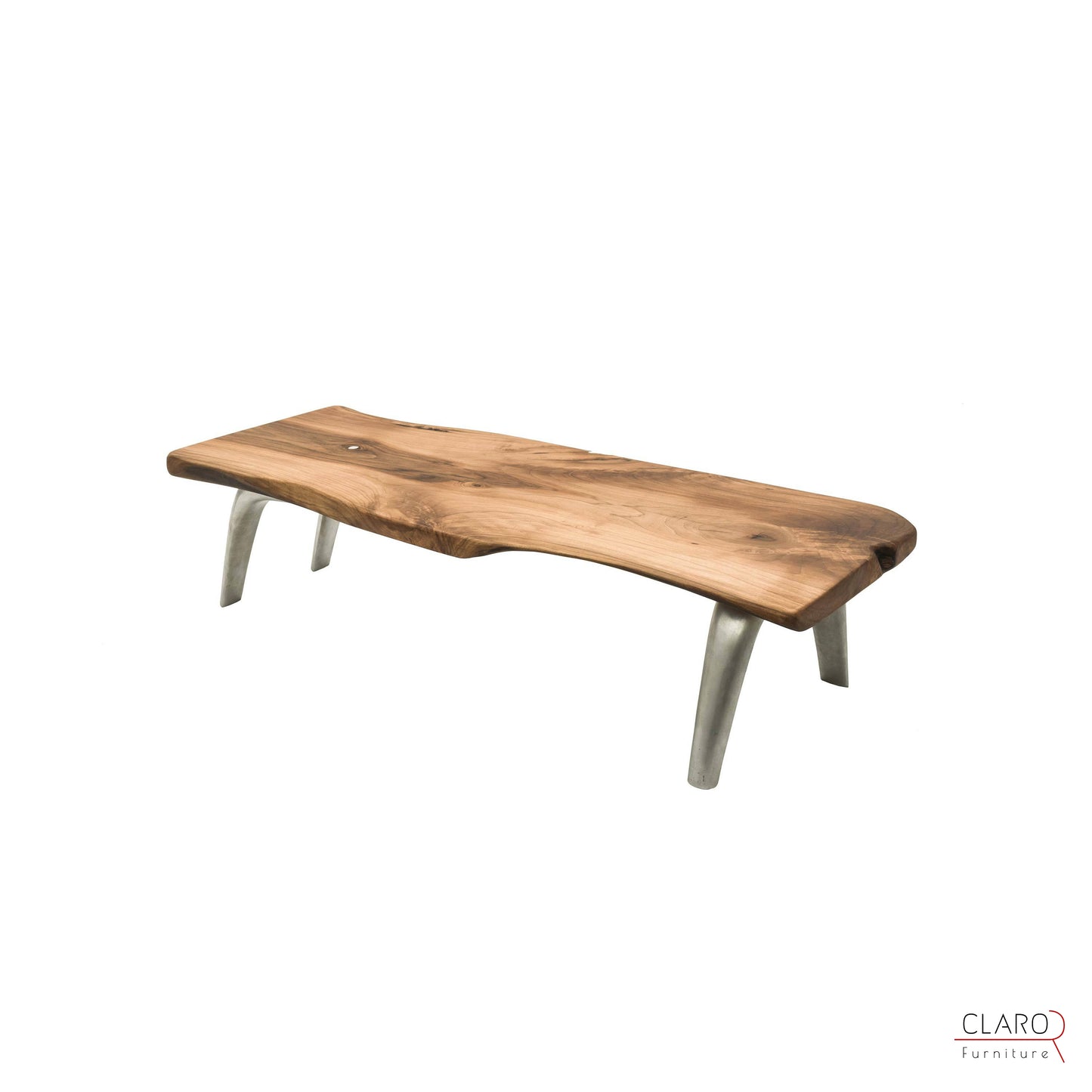 Solid Walnut Coffee Table with Cast Aluminium Legs