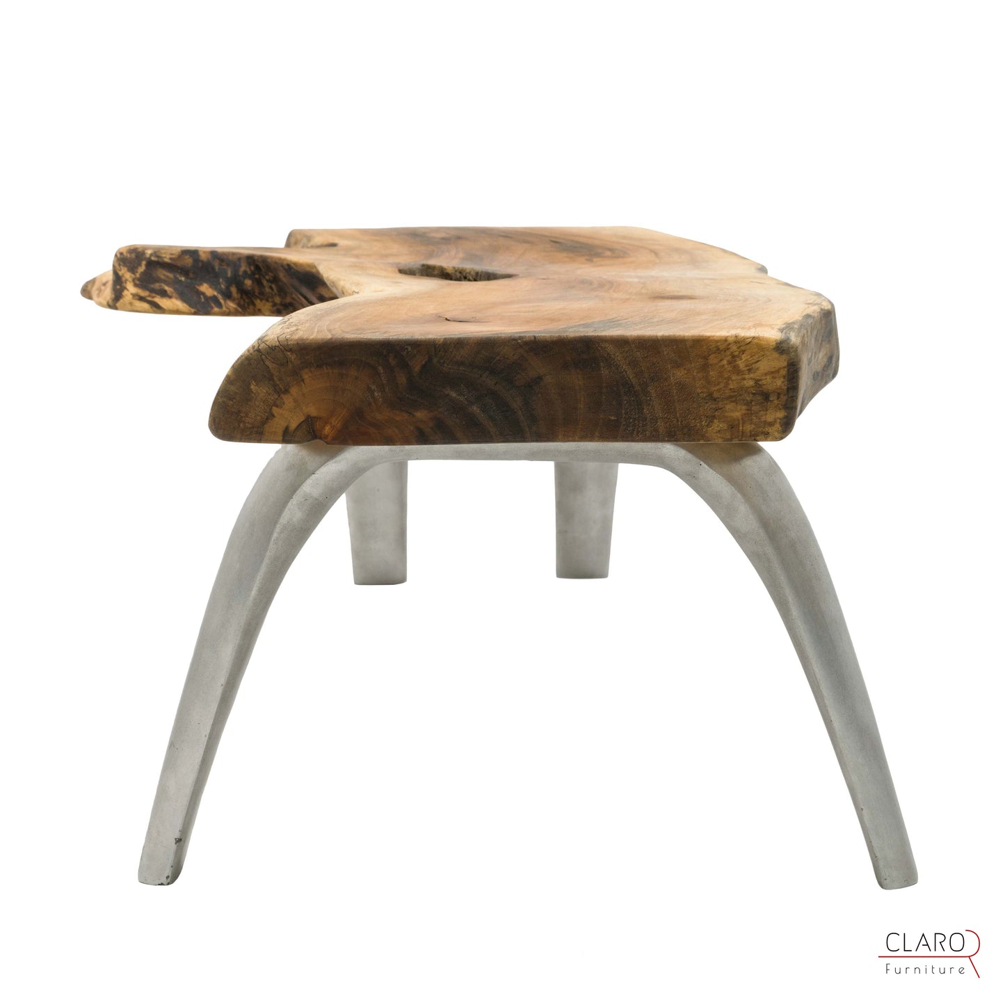 Live Edge Walnut Coffee Table with Cast Aluminium Legs