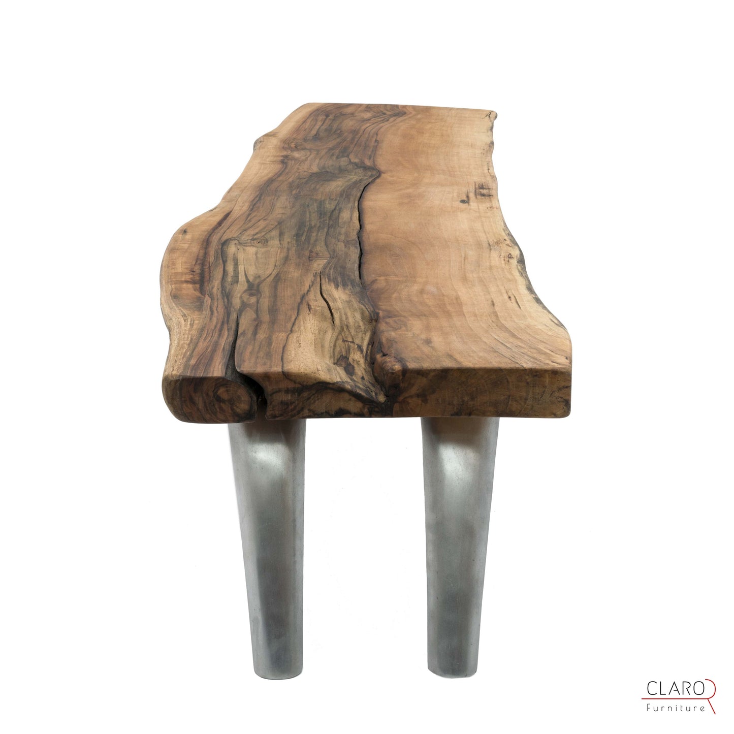Live Edge Walnut Coffee Table with Cast Aluminum Legs
