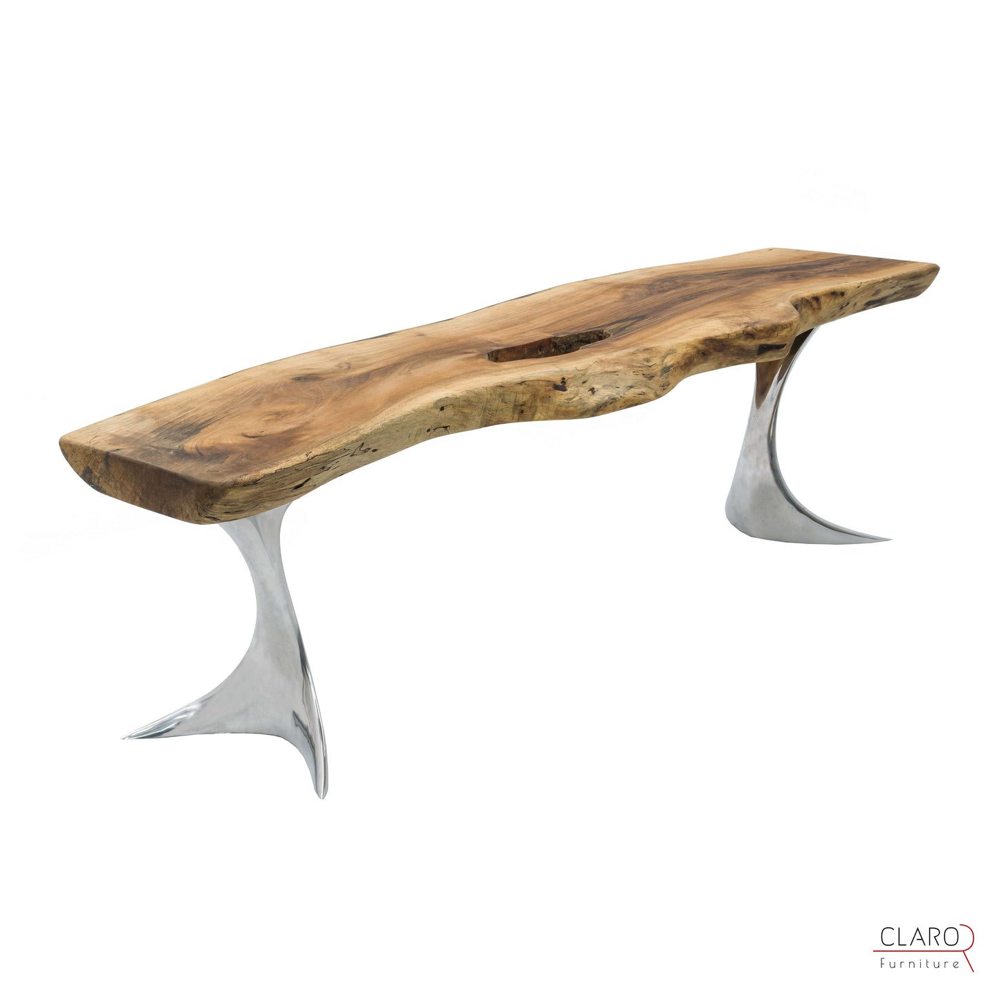 Live Edge Walnut Coffee Table with Cast Aluminum Legs