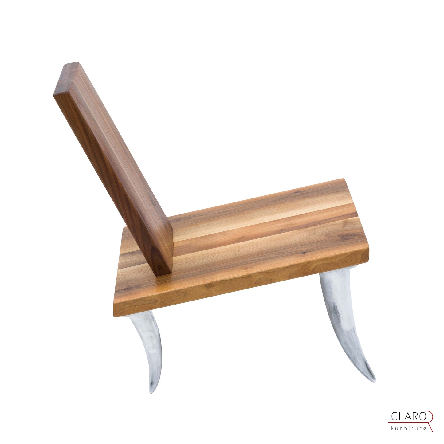 Designer Walnut Chair with Aluminum Legs