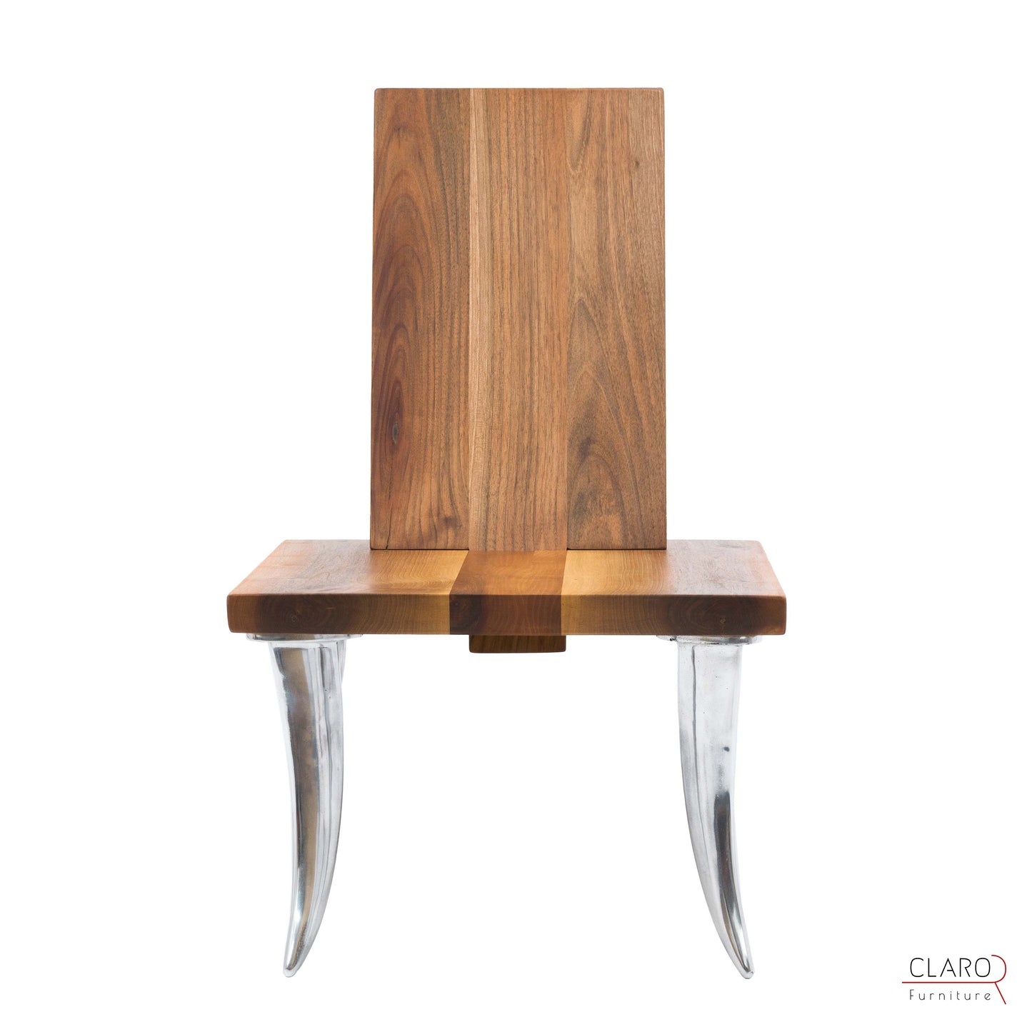 Designer Walnut Chair with Aluminum Legs