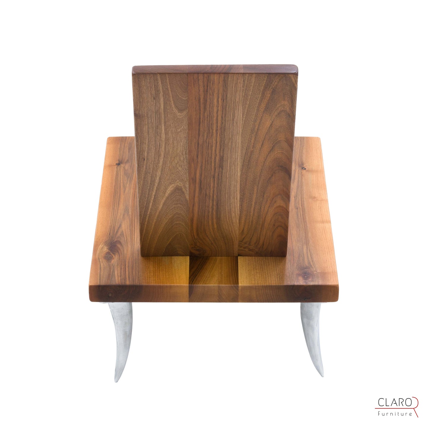 Designer Walnut Chair with Aluminum Legs