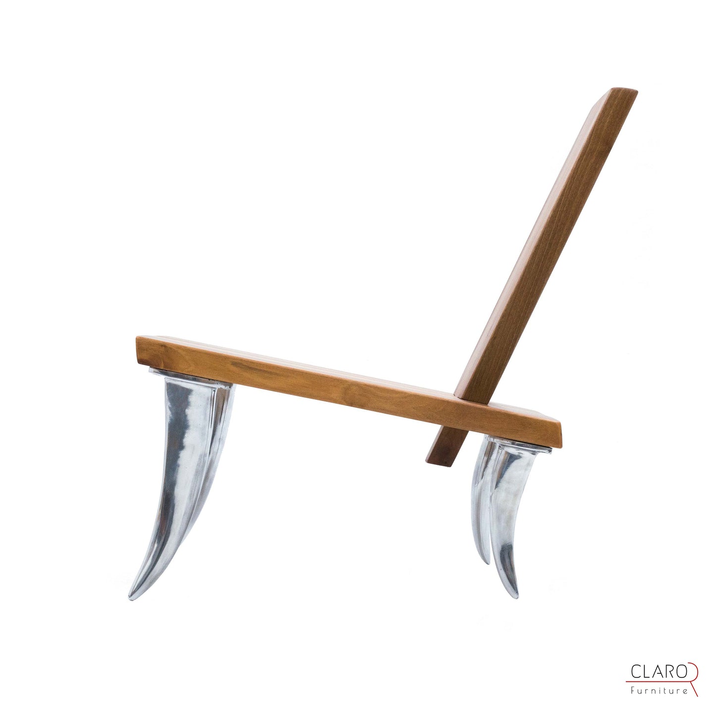 Designer Walnut Chair with Aluminum Legs