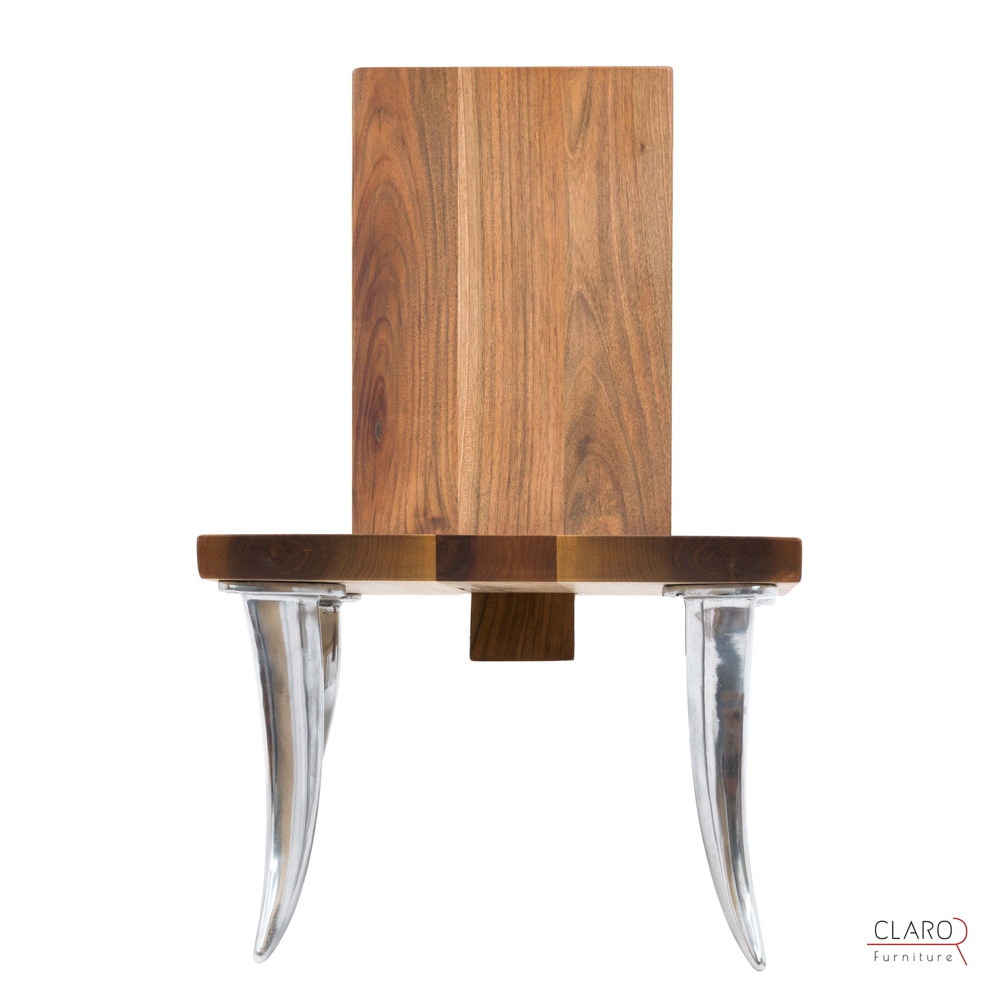 Designer Walnut Chair with Aluminum Legs
