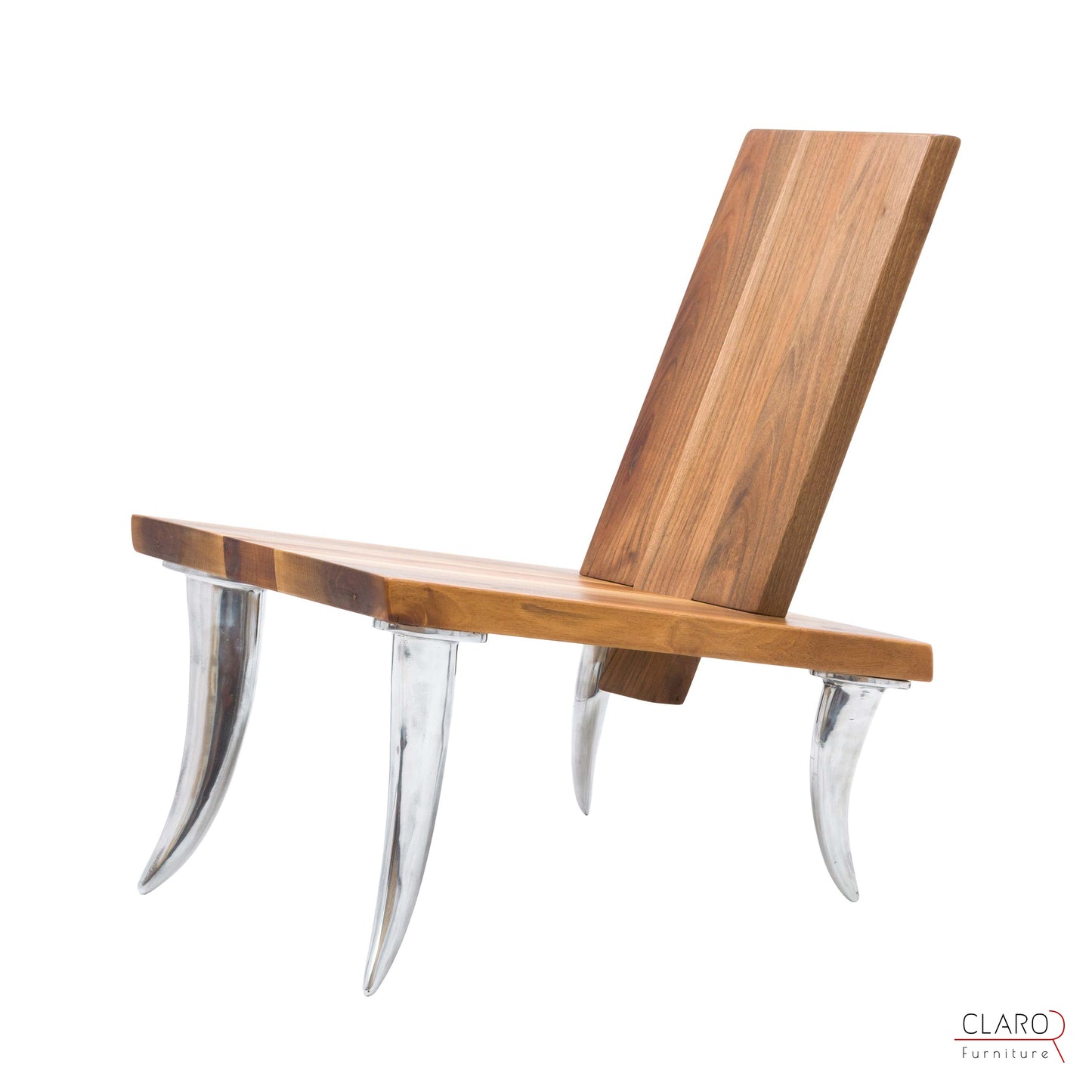 Designer Walnut Chair with Aluminum Legs