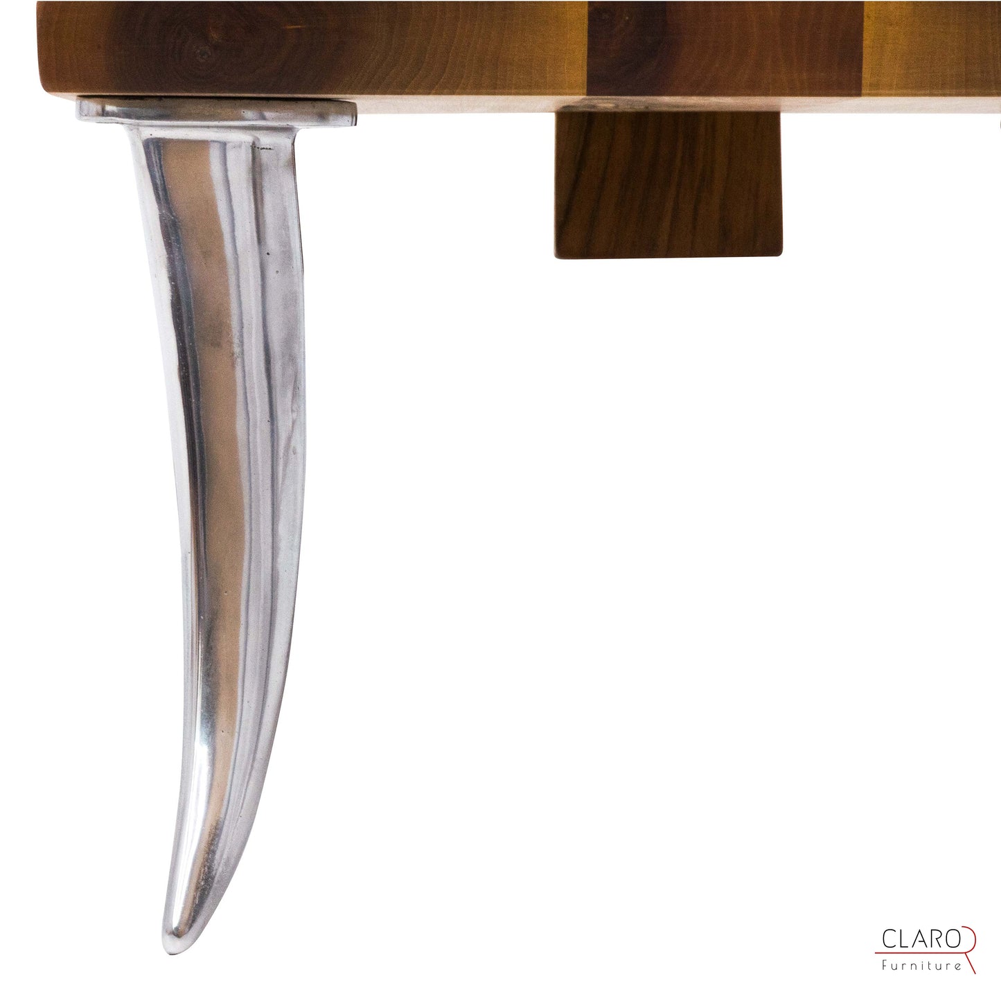 Designer Walnut Chair with Aluminum Legs