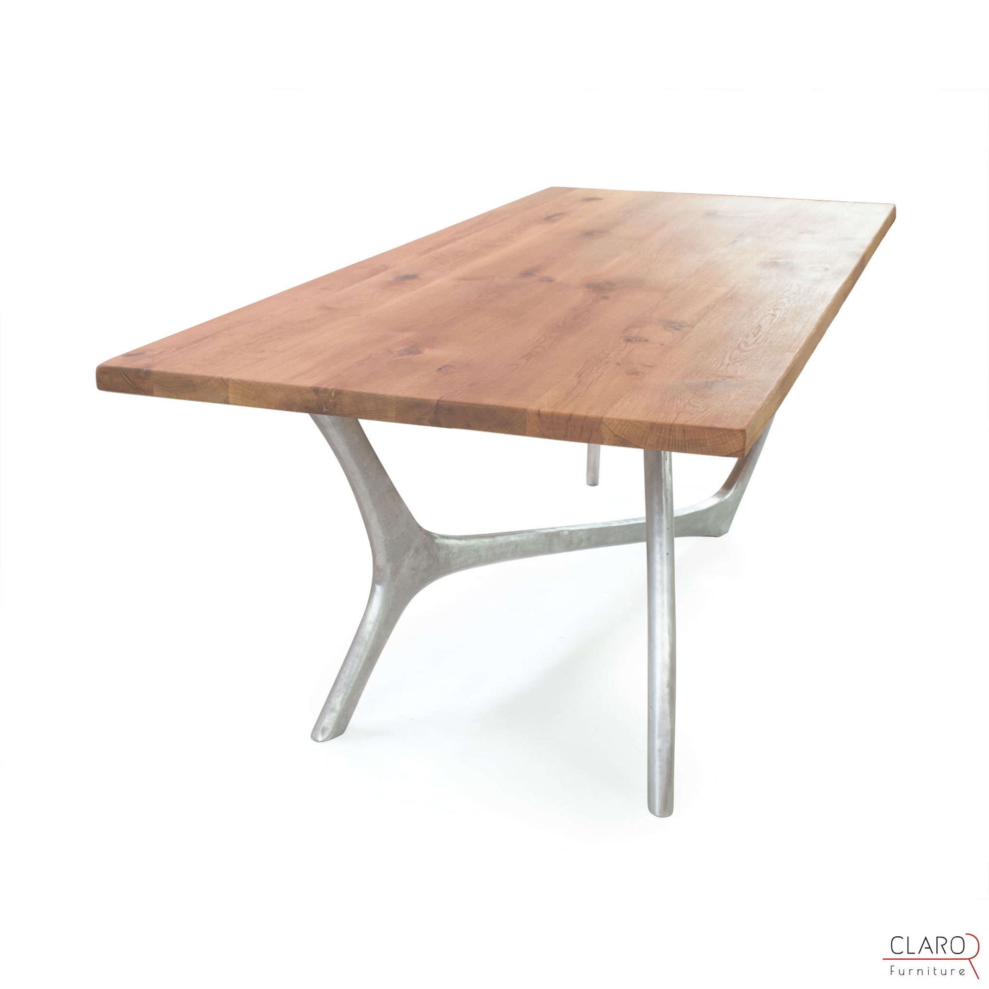Custom Oak or Walnut Dining Table with Cast Aluminium Legs