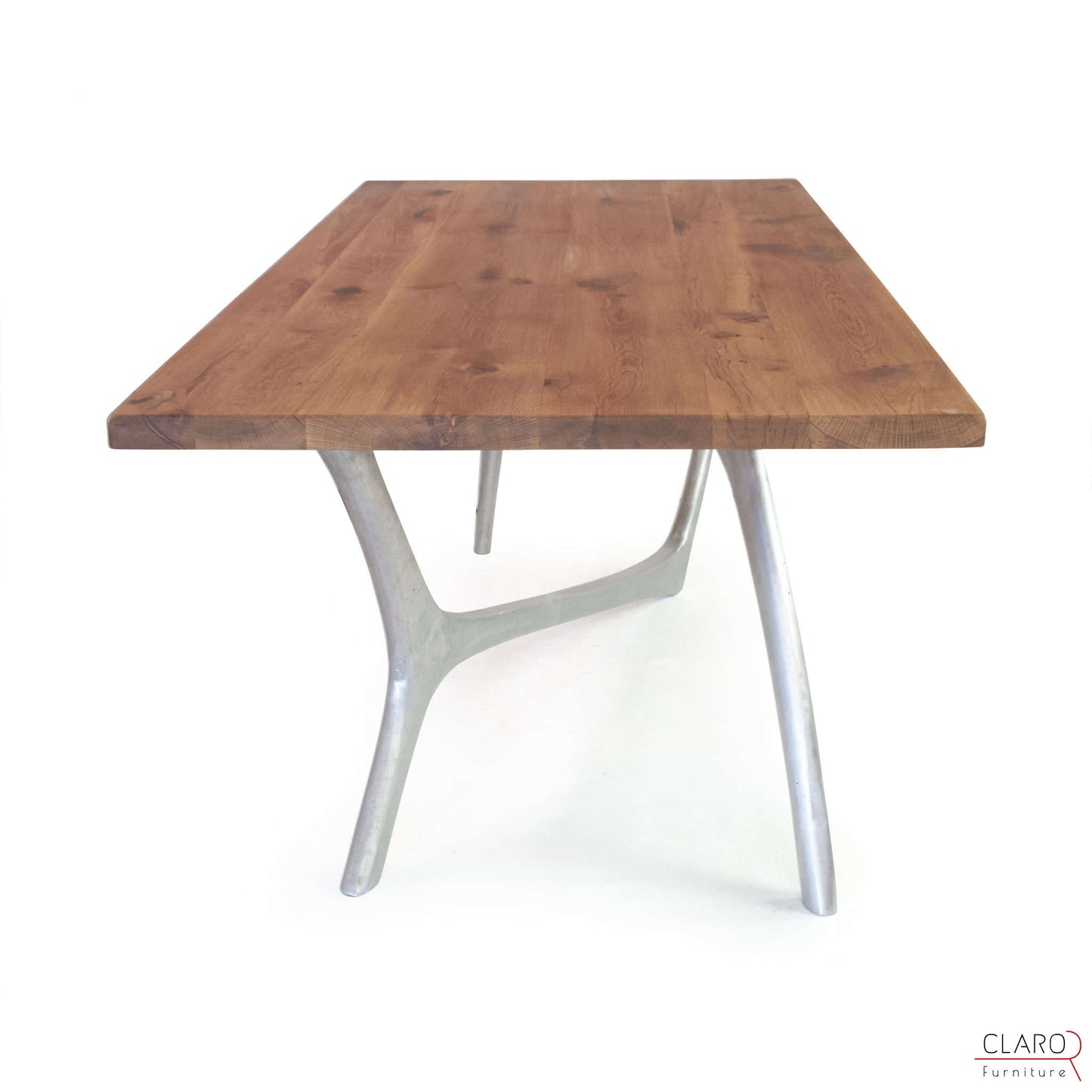 Custom Oak or Walnut Dining Table with Cast Aluminium Legs