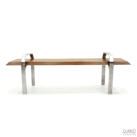 Walnut Bench with Sand Cast Aluminium Legs