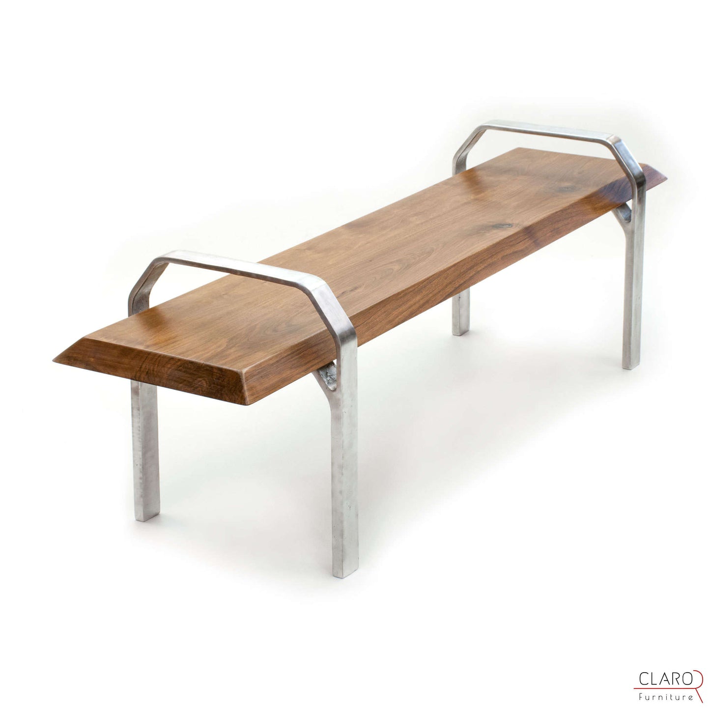 Walnut Bench with Sand Cast Aluminium Legs