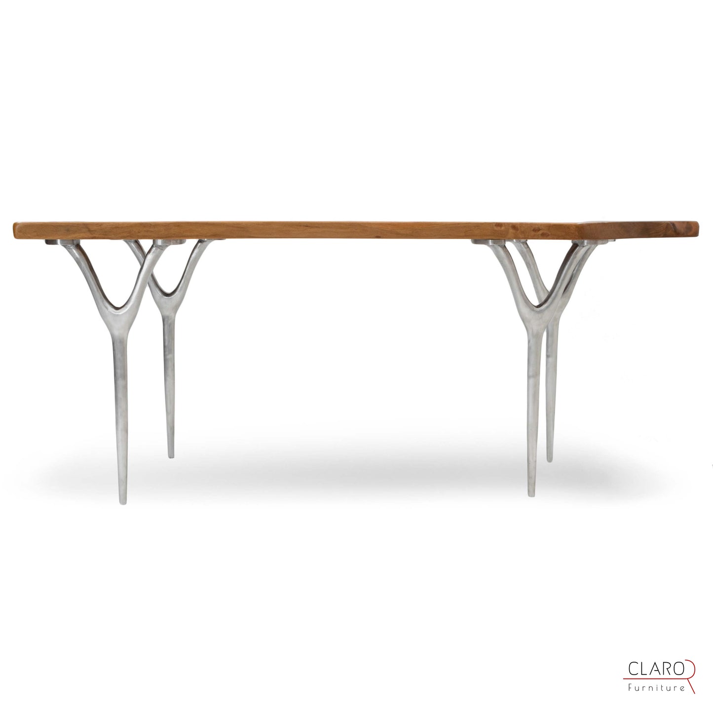 Walnut Slab Table with Cast Aluminium Legs