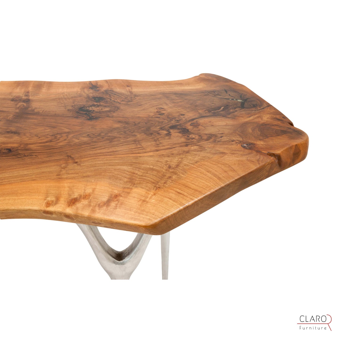 Walnut Slab Table with Cast Aluminium Legs