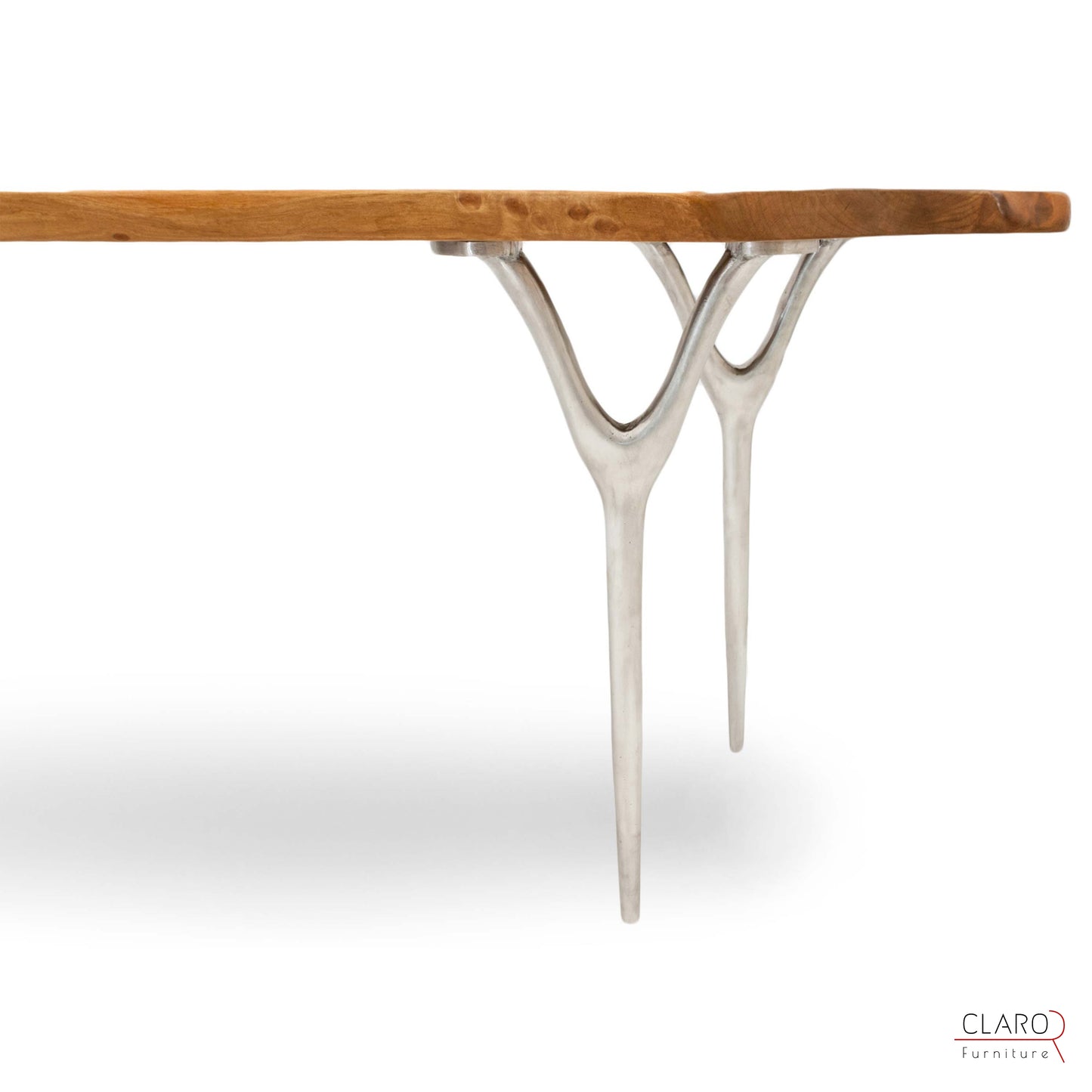 Walnut Slab Table with Cast Aluminium Legs