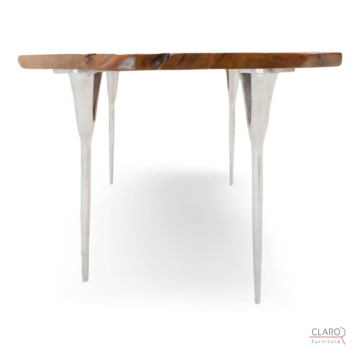 Walnut Slab Table with Cast Aluminium Legs