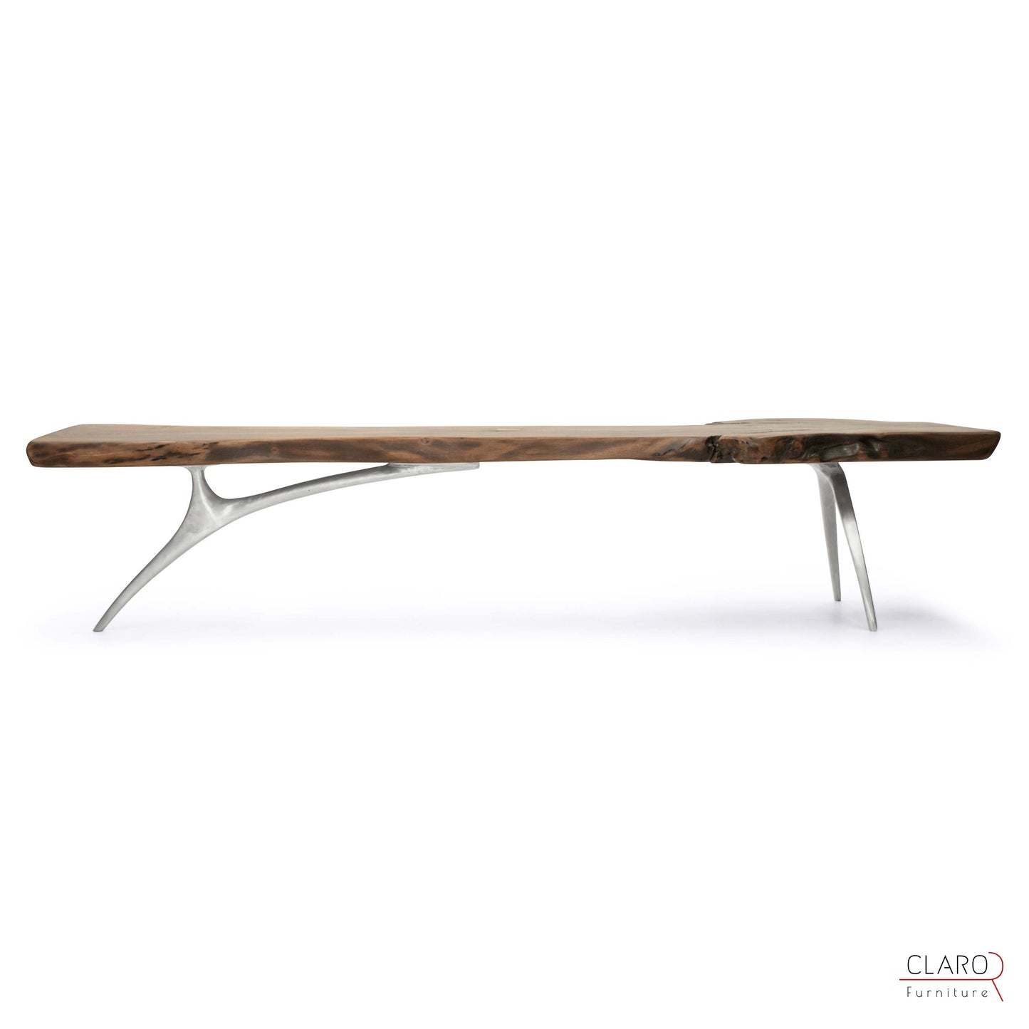 Walnut Slab Coffee Table with Cast Aluminium Legs